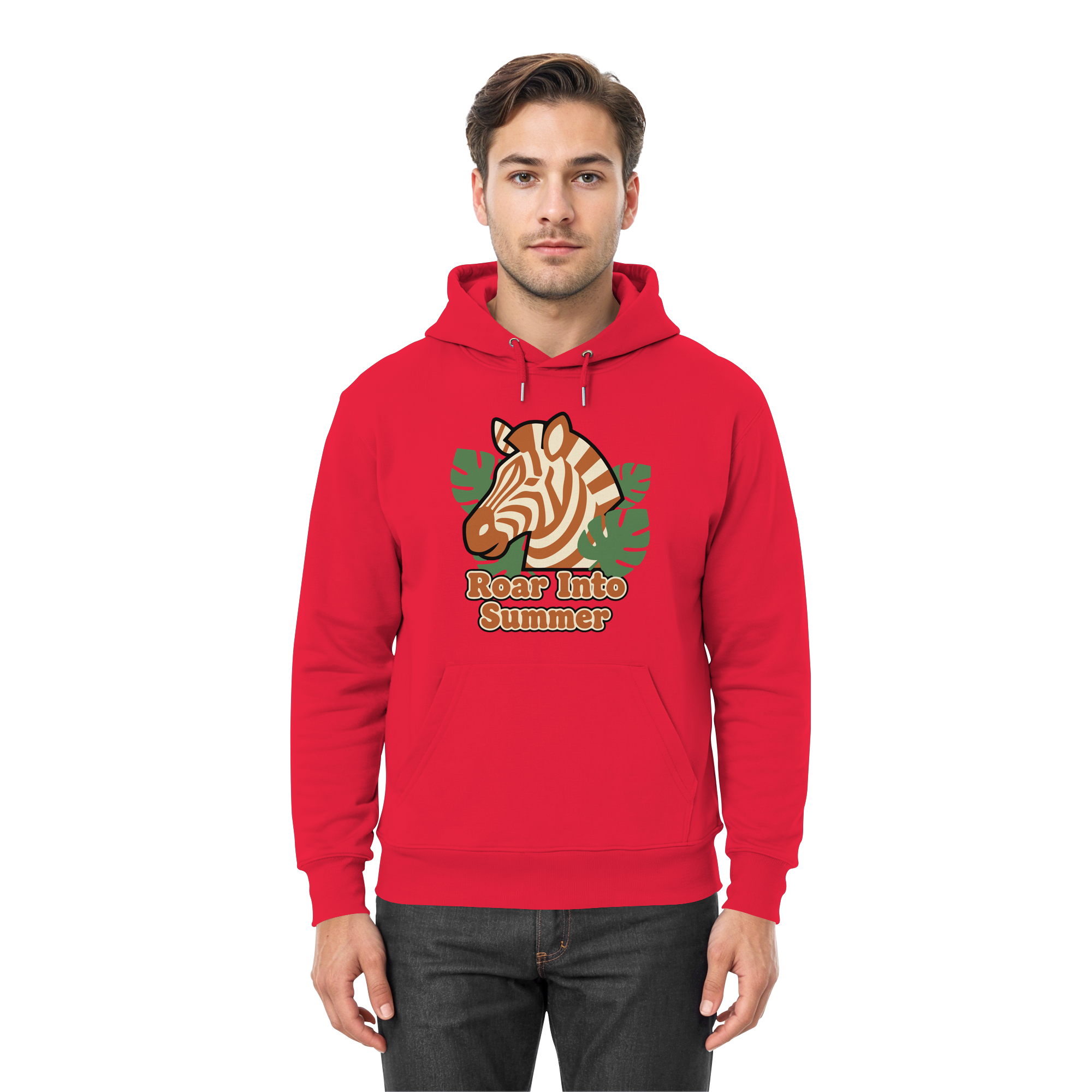 Roar Into Summer Zebra – Tropisches Streifentier - Premium Unisex Hoodie