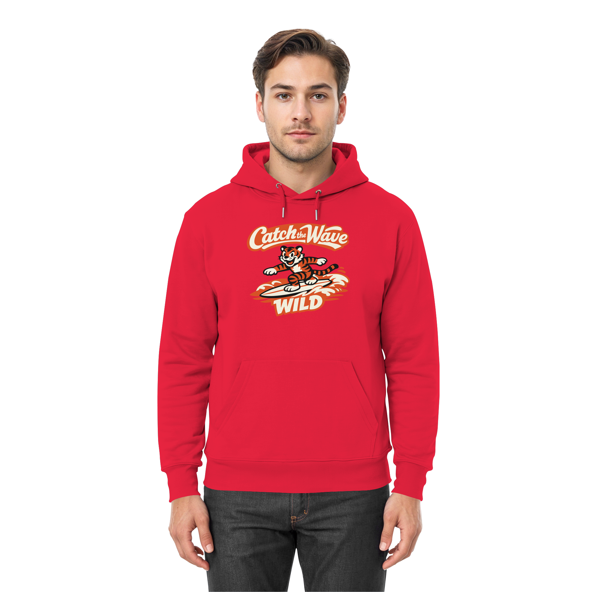 Catch the Wave Tiger – Vintage Surf Wildcat - Premium Unisex Hoodie