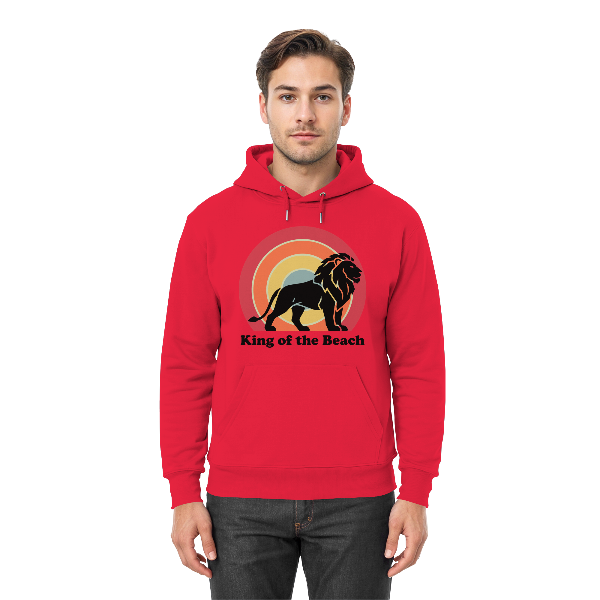 King of the Beach Löwe – Retro Strandkönig - Premium Unisex Hoodie