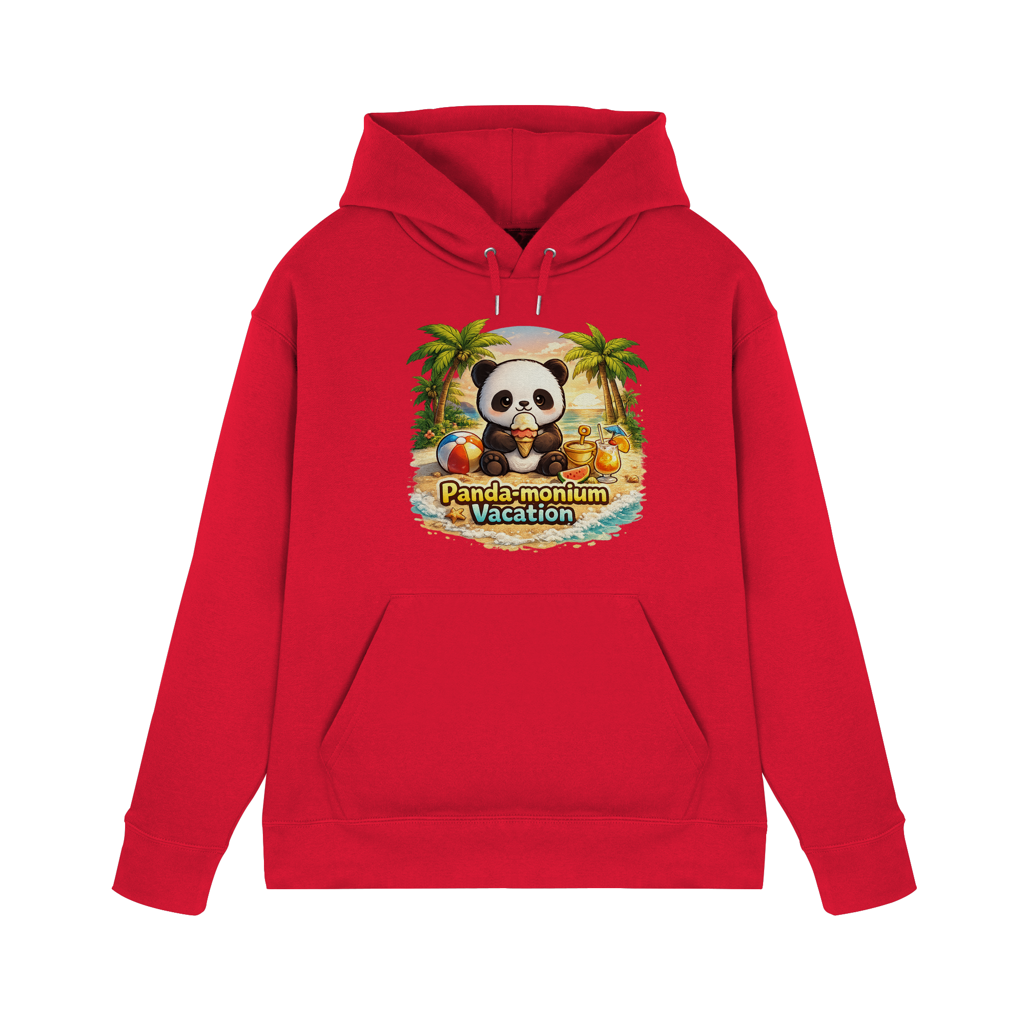 Panda-monium Vacation – Chilliger Strand Panda - Premium Unisex Hoodie