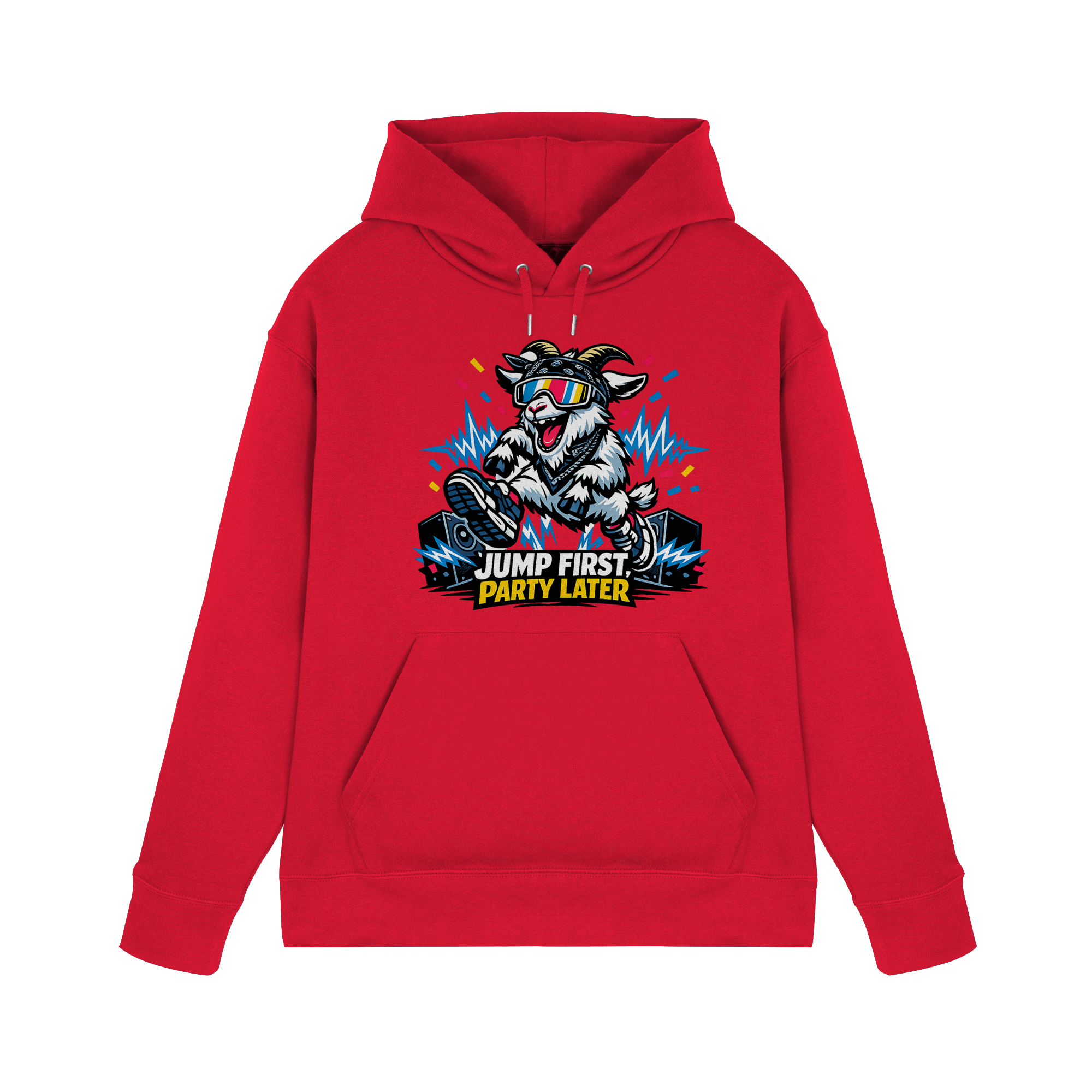 Jump First Party Later Ziege – Festival Goat - Premium Unisex Hoodie