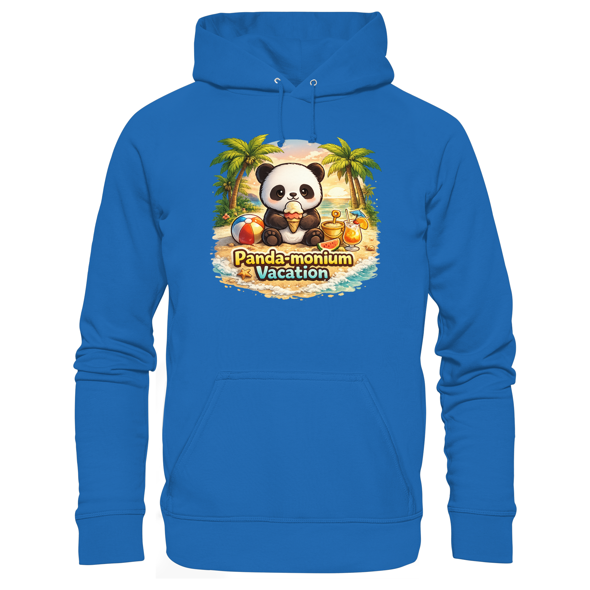 Panda-monium Vacation – Chilliger Strand Panda - Premium Unisex Hoodie