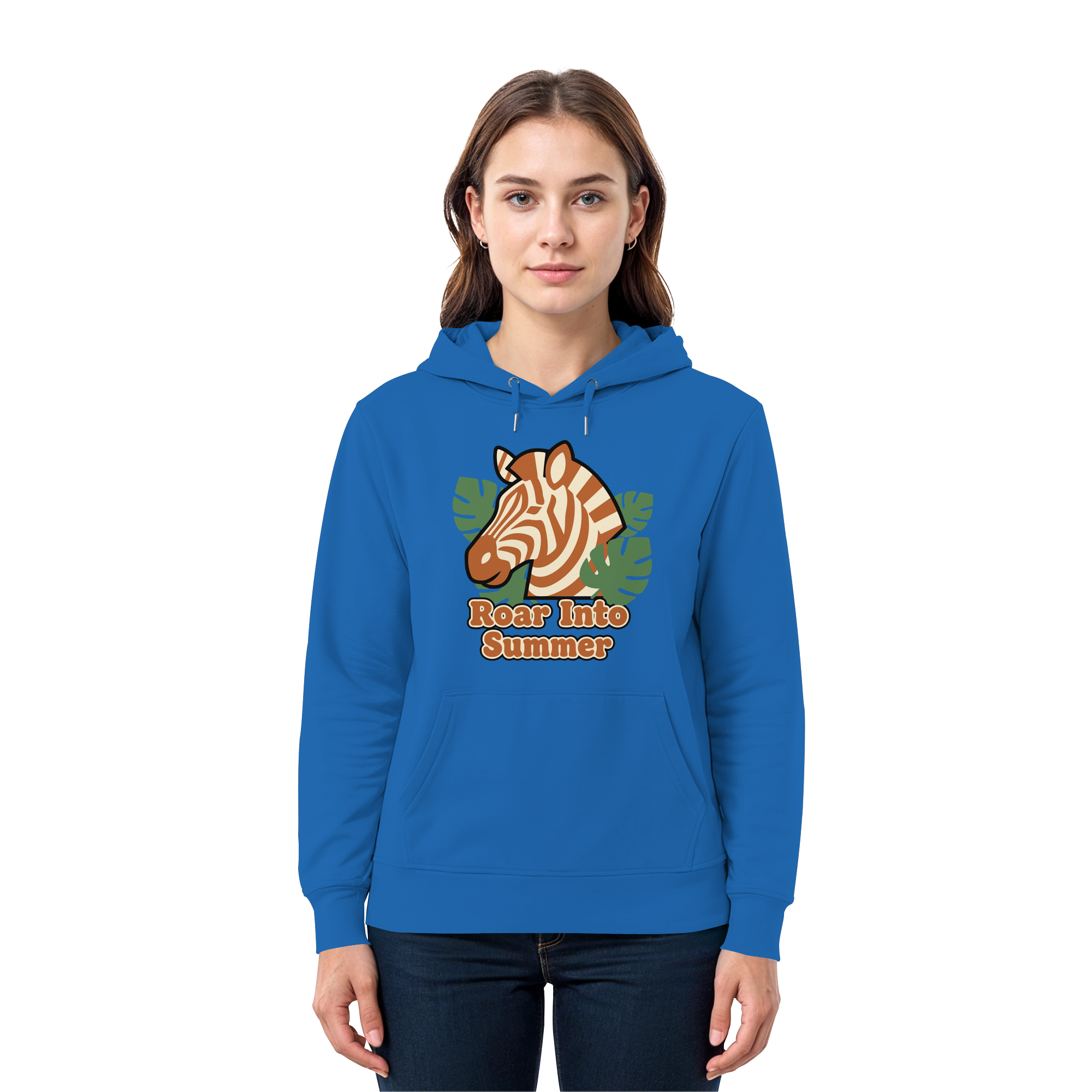 Roar Into Summer Zebra – Tropisches Streifentier - Premium Unisex Hoodie