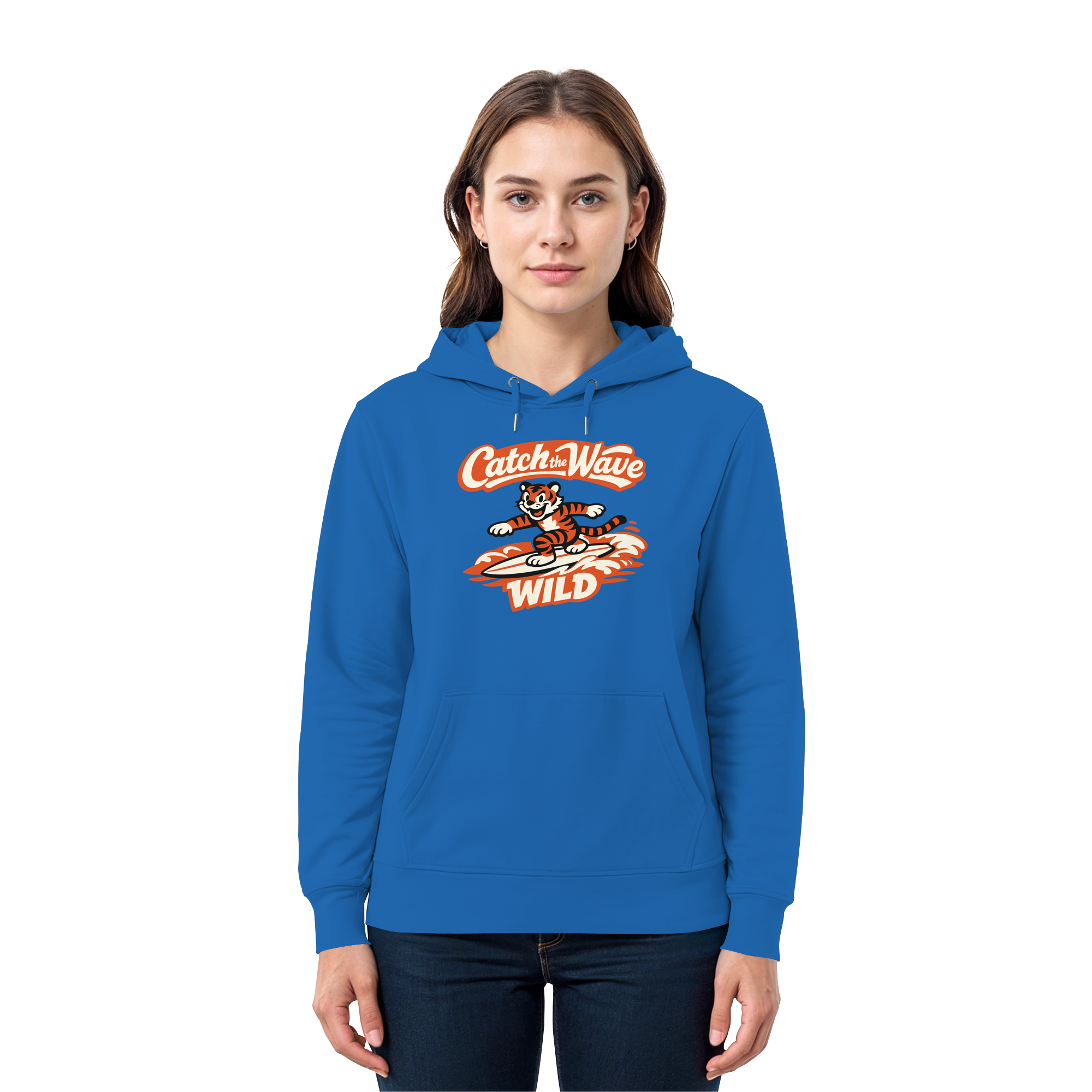 Catch the Wave Tiger – Vintage Surf Wildcat - Premium Unisex Hoodie