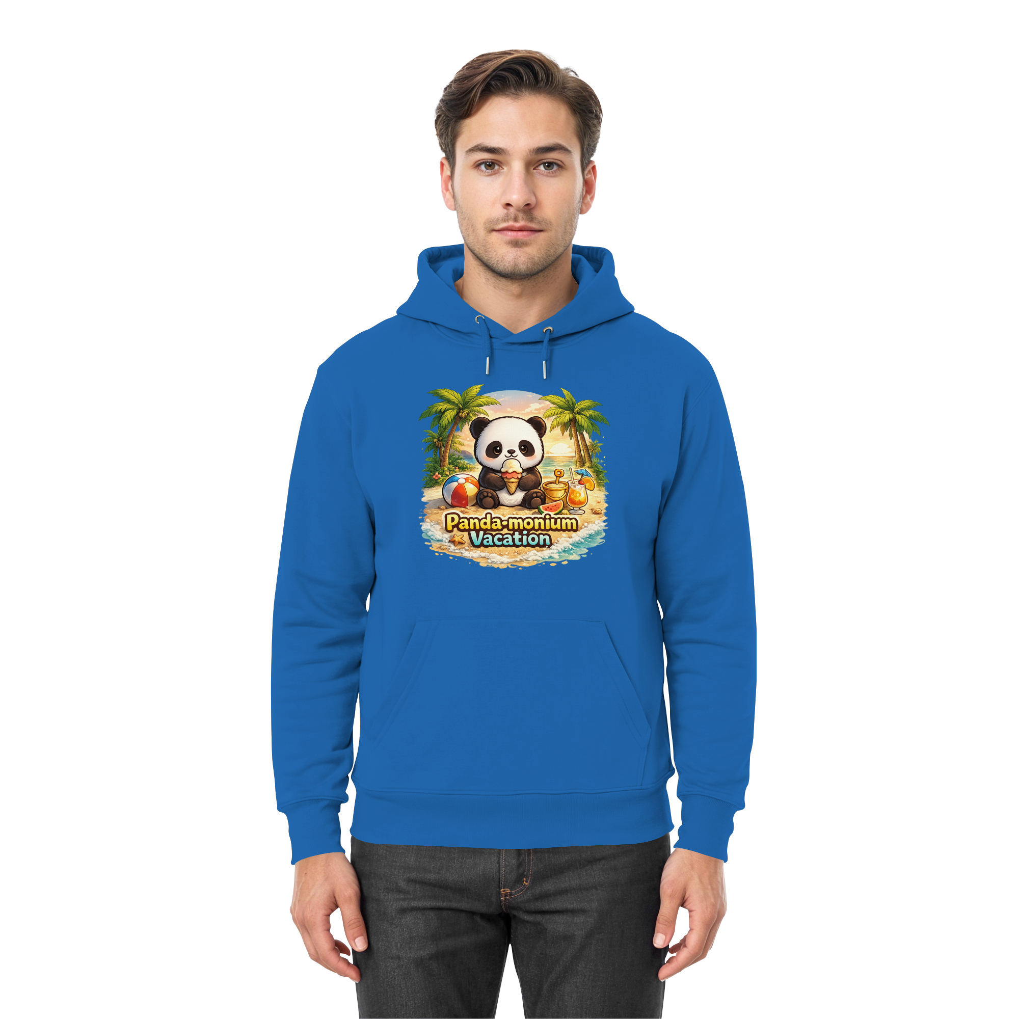 Panda-monium Vacation – Chilliger Strand Panda - Premium Unisex Hoodie