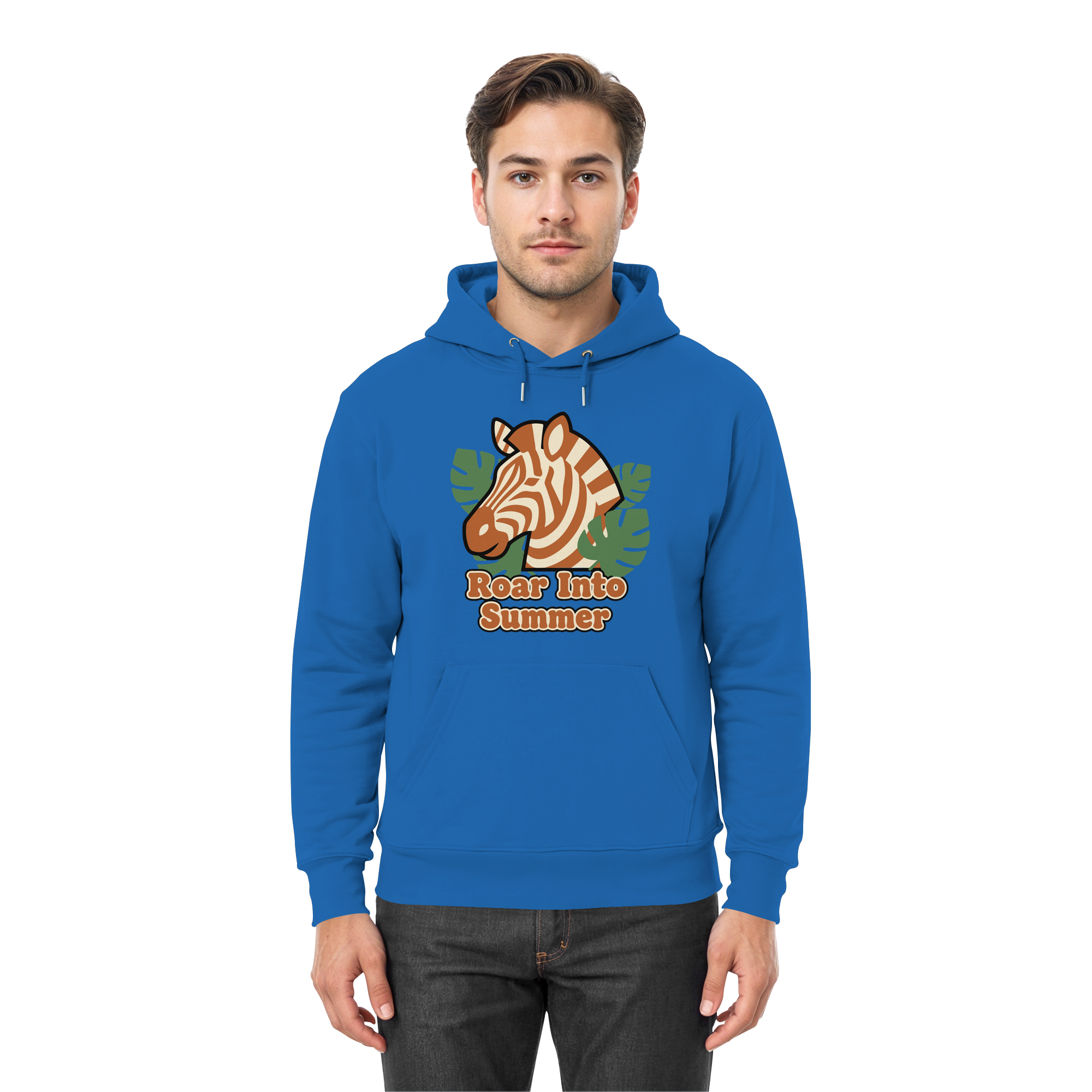Roar Into Summer Zebra – Tropisches Streifentier - Premium Unisex Hoodie
