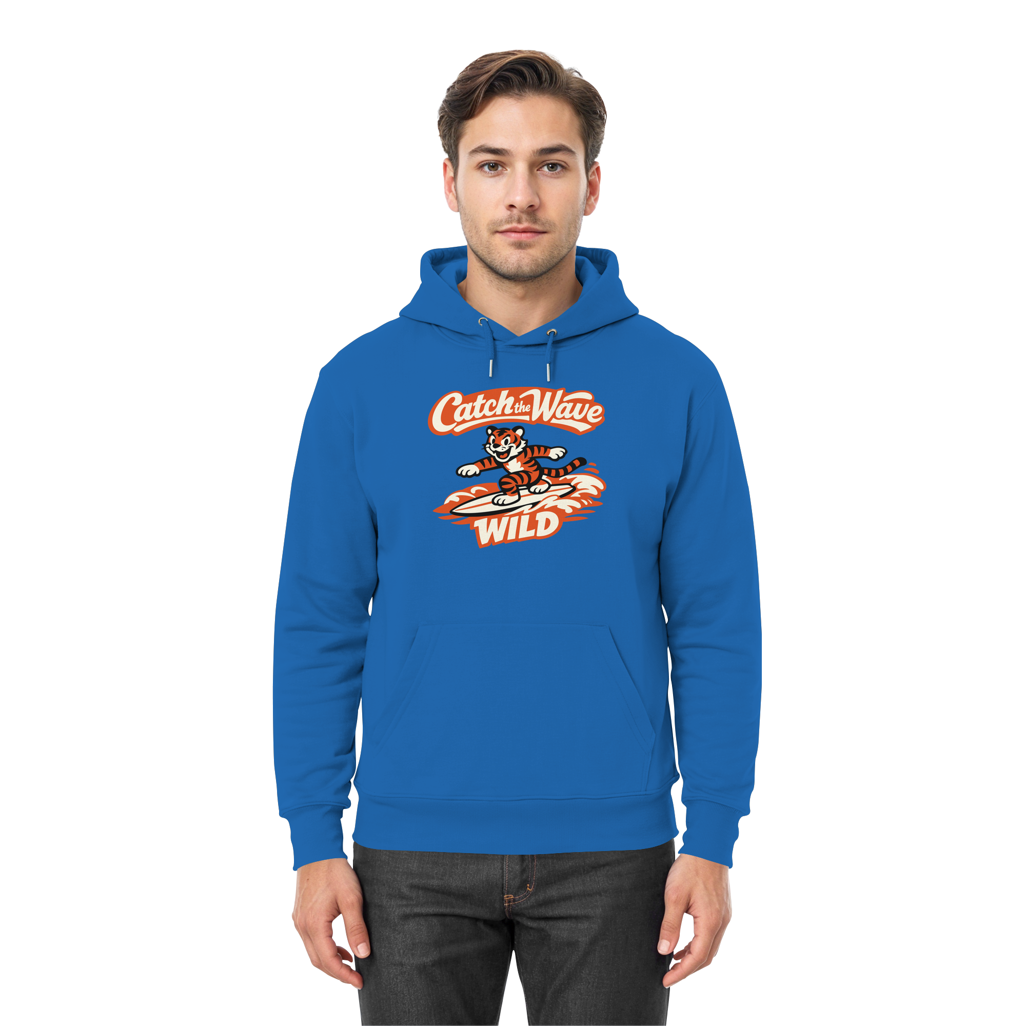 Catch the Wave Tiger – Vintage Surf Wildcat - Premium Unisex Hoodie