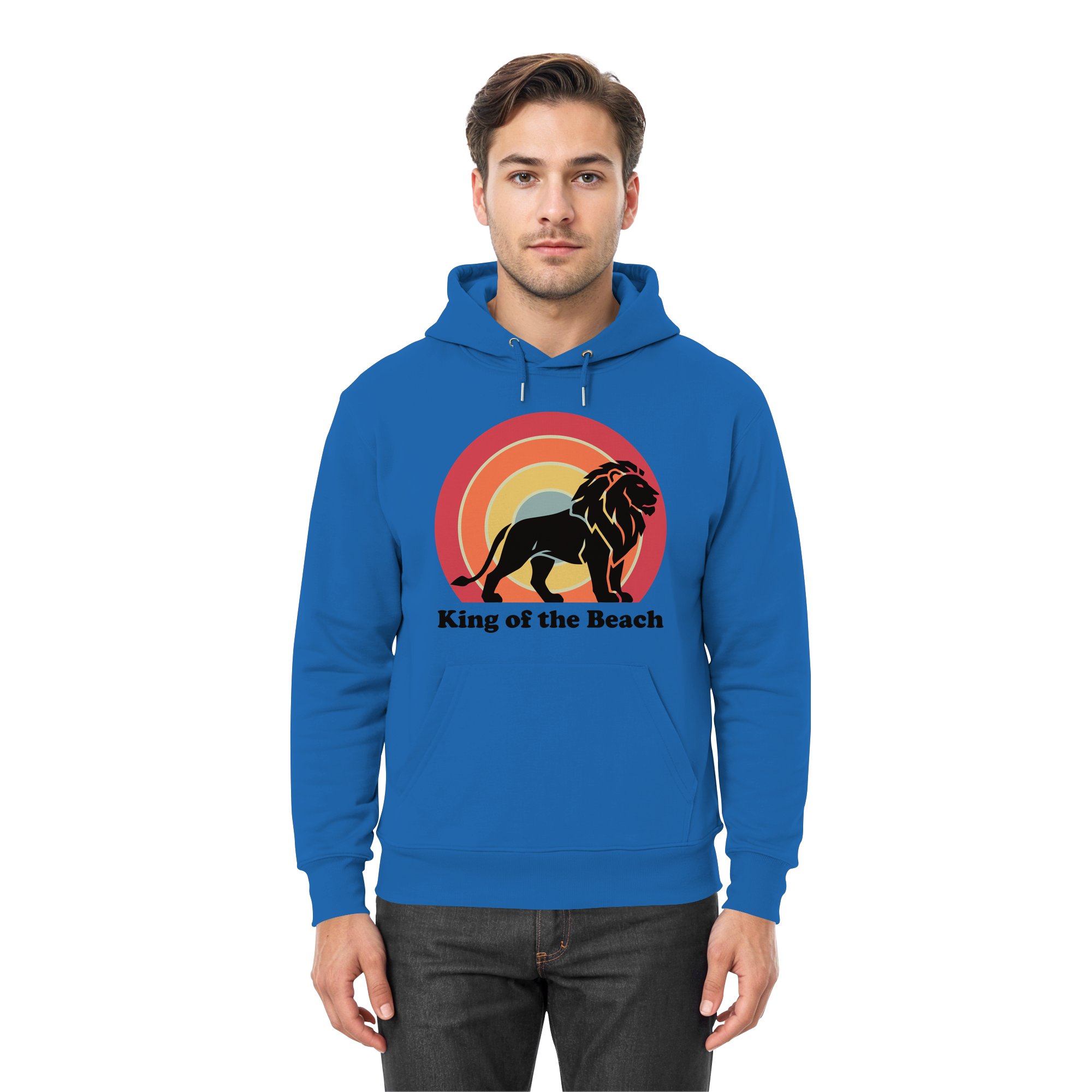 King of the Beach Löwe – Retro Strandkönig - Premium Unisex Hoodie