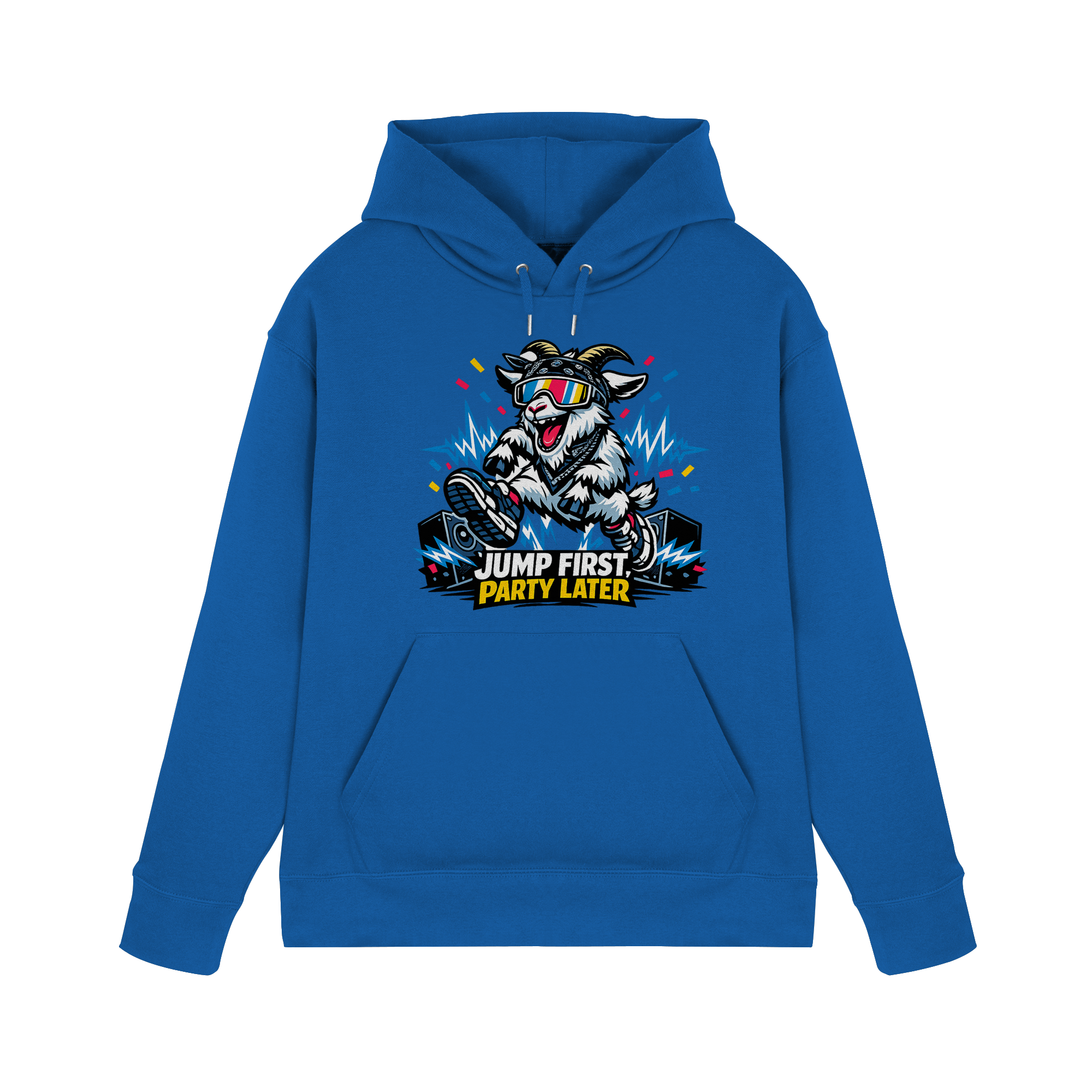 Jump First Party Later Ziege – Festival Goat - Premium Unisex Hoodie