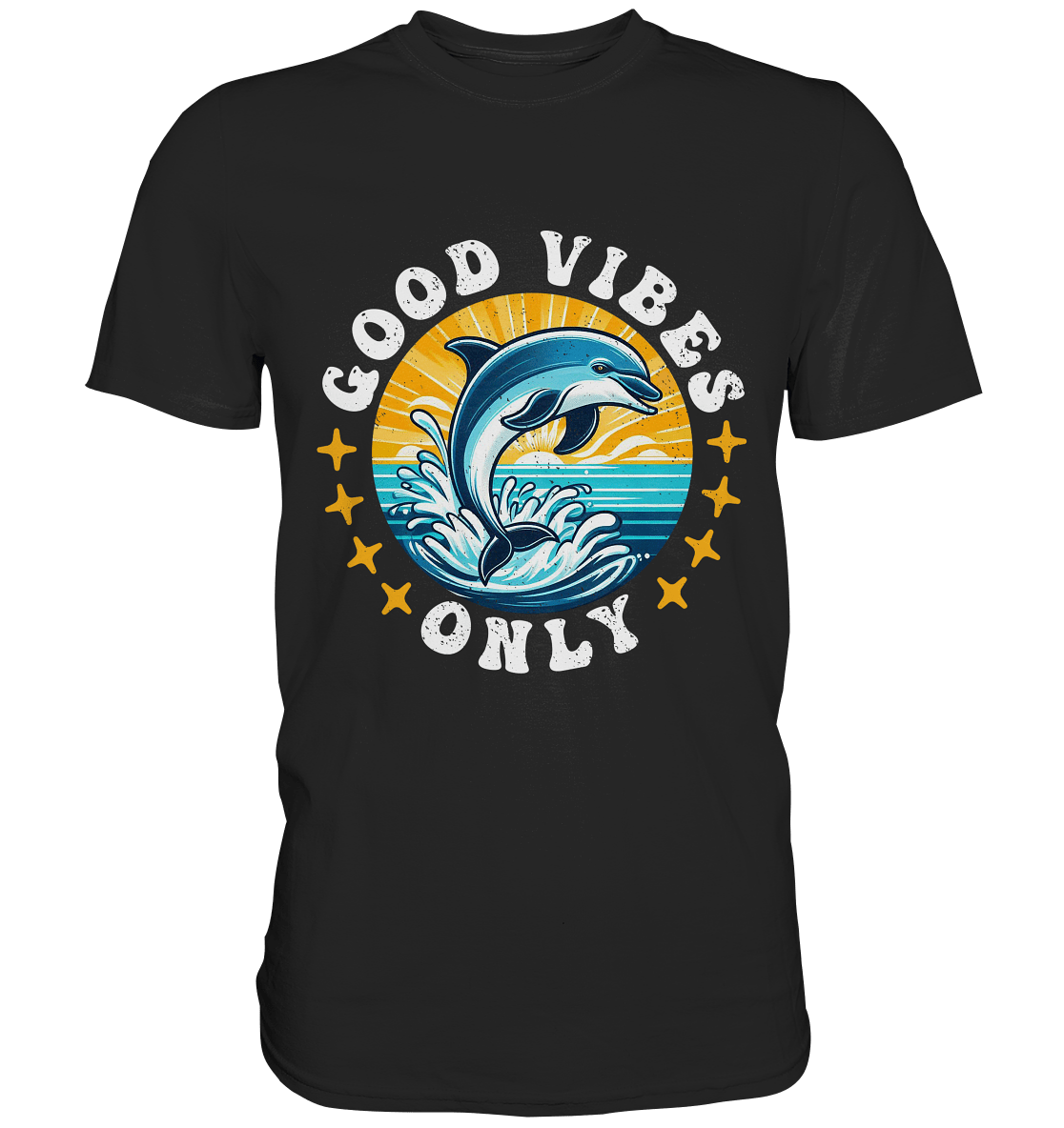 Good Vibes Only – Fröhlicher Delfin - Premium Shirt - FaunaFeels Onlineshop Unisex - Shirts