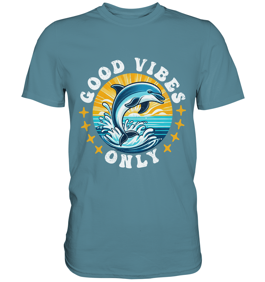 Good Vibes Only – Fröhlicher Delfin - Premium Shirt - FaunaFeels Onlineshop Unisex - Shirts