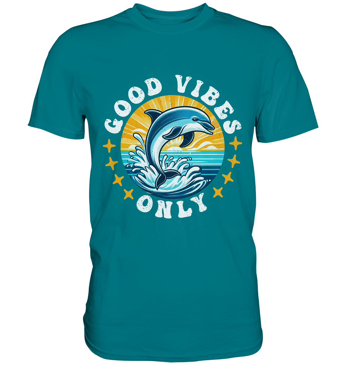 Good Vibes Only – Fröhlicher Delfin - Premium Shirt - FaunaFeels Onlineshop Unisex - Shirts