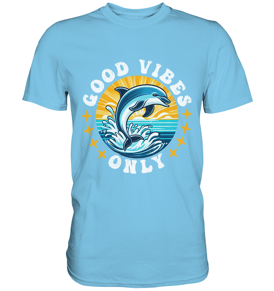 Good Vibes Only – Fröhlicher Delfin - Premium Shirt - FaunaFeels Onlineshop Unisex - Shirts