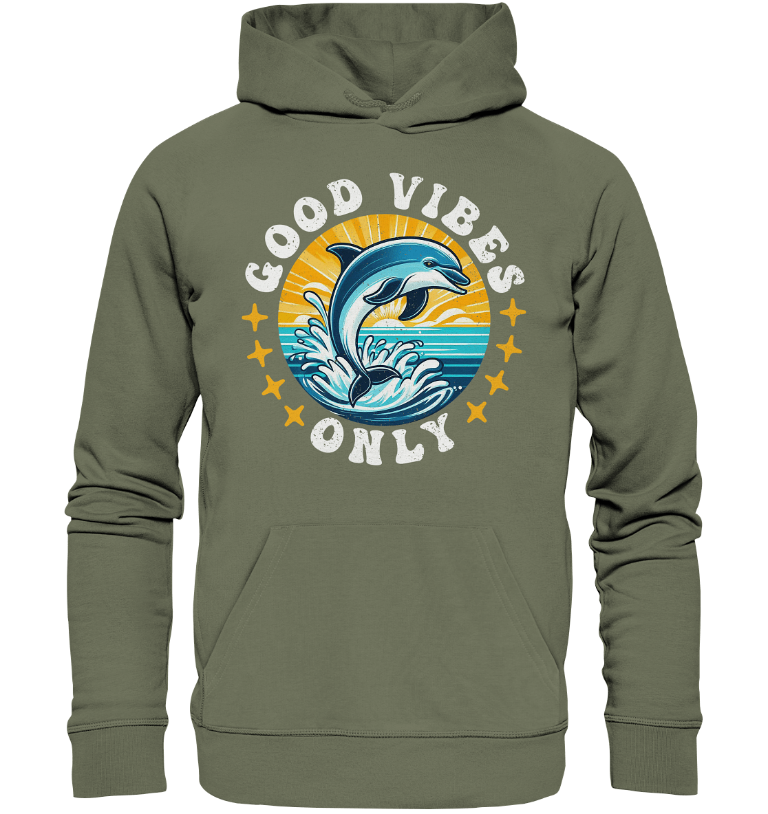 Good Vibes Only – Fröhlicher Delfin - Premium Unisex Hoodie - FaunaFeels Onlineshop Hoodies
