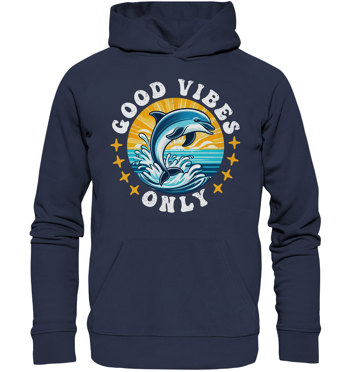 Good Vibes Only – Fröhlicher Delfin - Premium Unisex Hoodie - FaunaFeels Onlineshop Hoodies