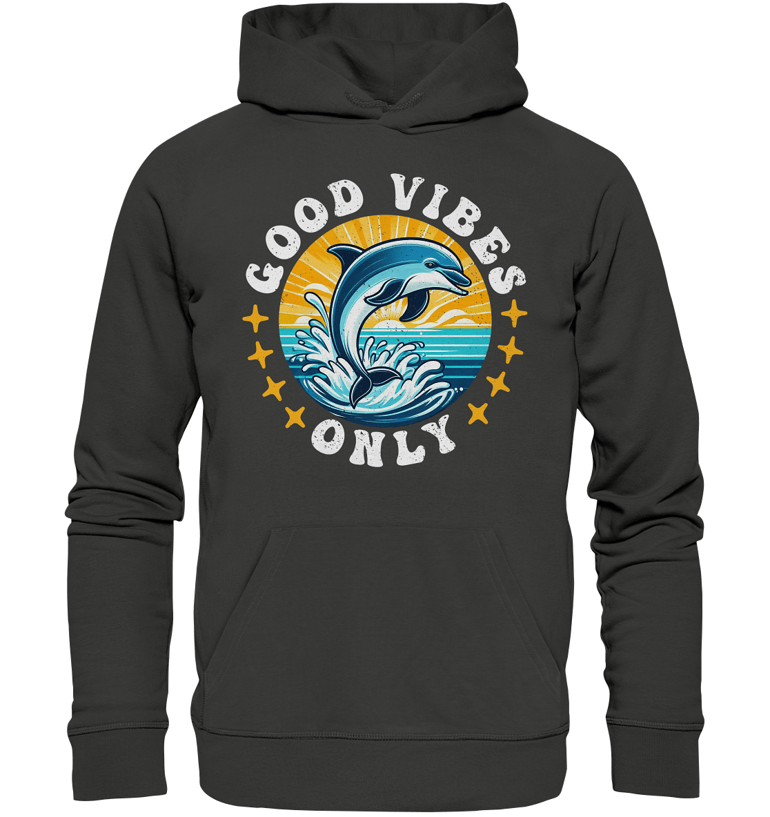 Good Vibes Only – Fröhlicher Delfin - Premium Unisex Hoodie - FaunaFeels Onlineshop Hoodies