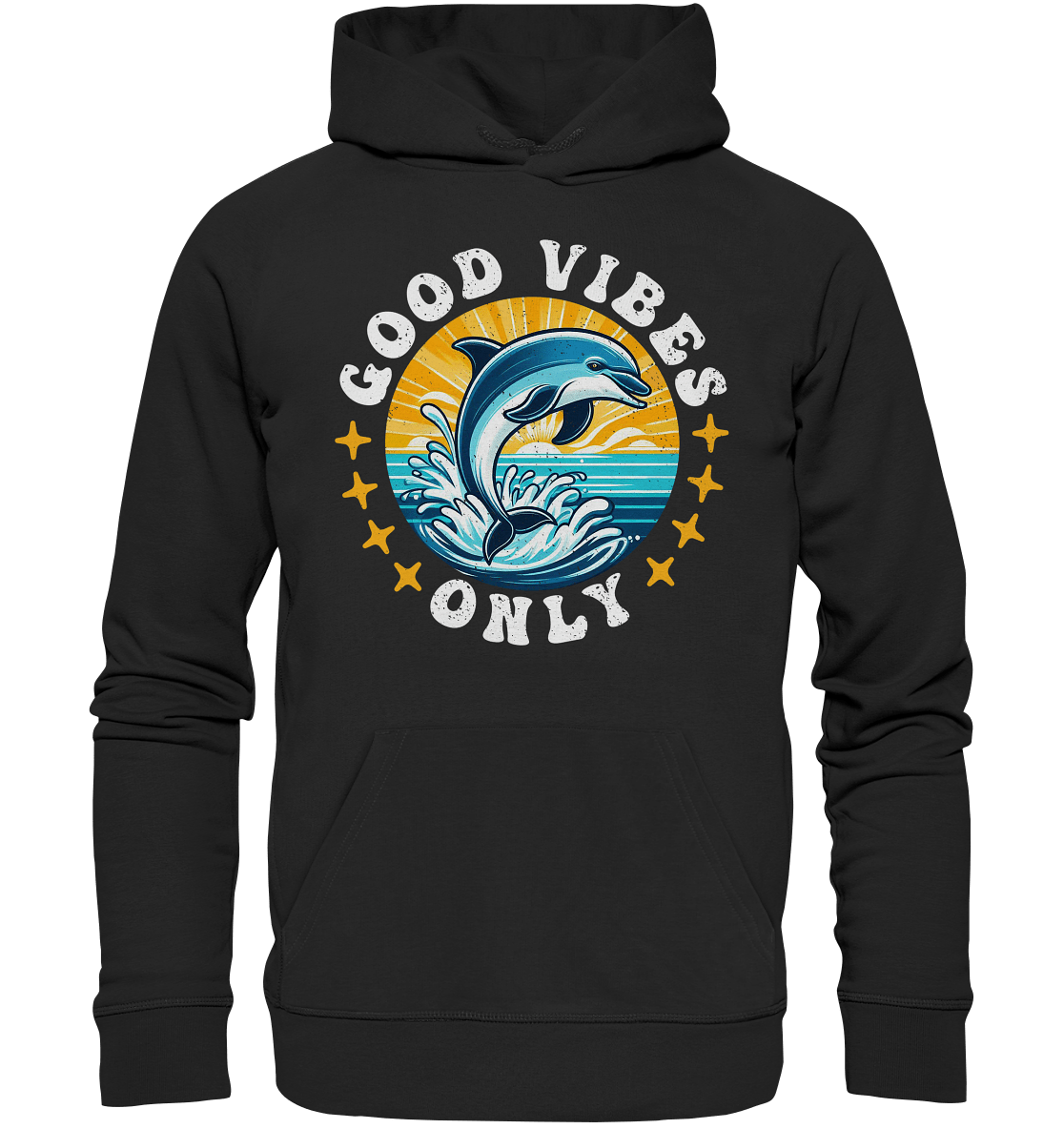 Good Vibes Only – Fröhlicher Delfin - Premium Unisex Hoodie - FaunaFeels Onlineshop Hoodies