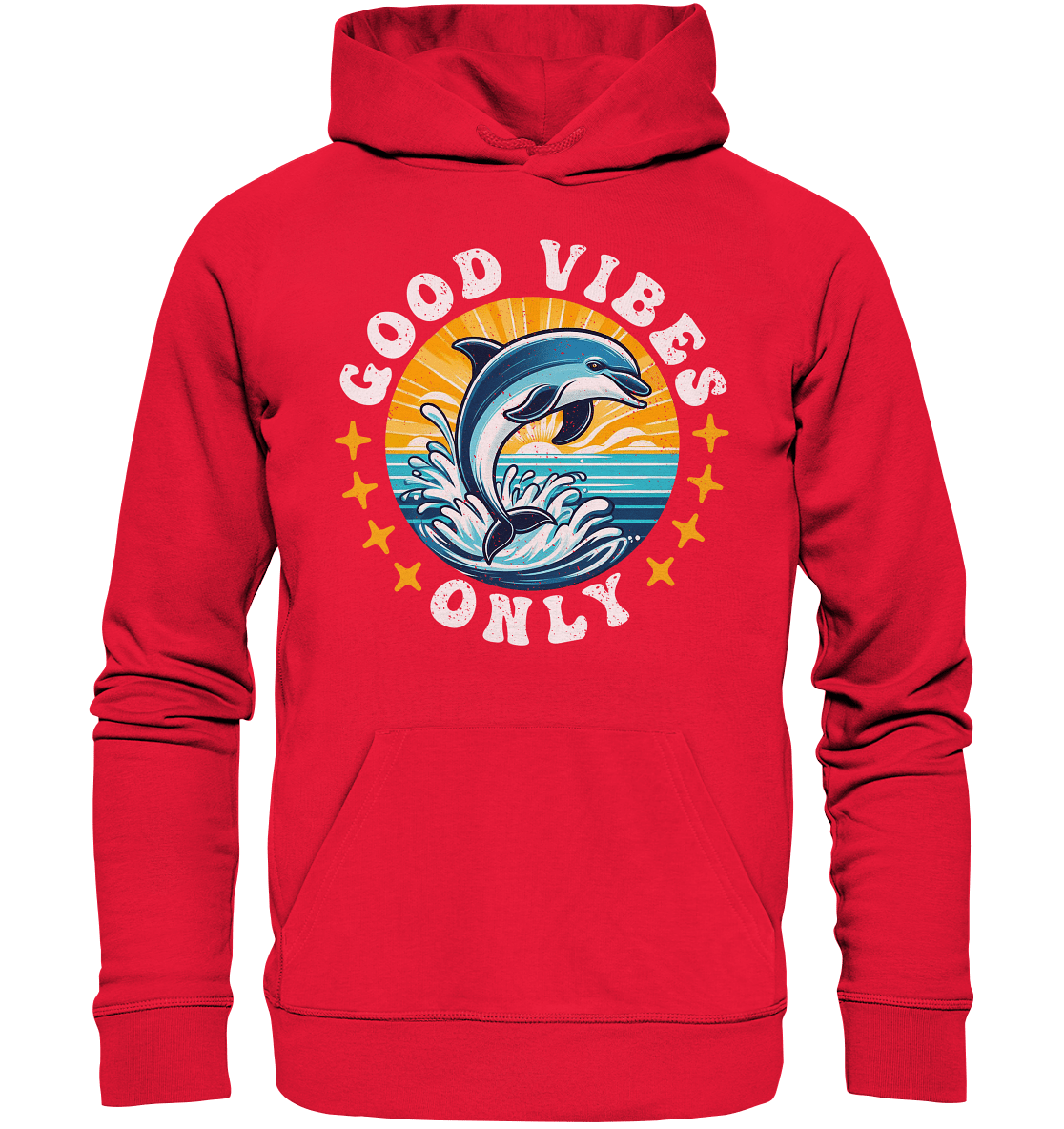 Good Vibes Only – Fröhlicher Delfin - Premium Unisex Hoodie - FaunaFeels Onlineshop Hoodies