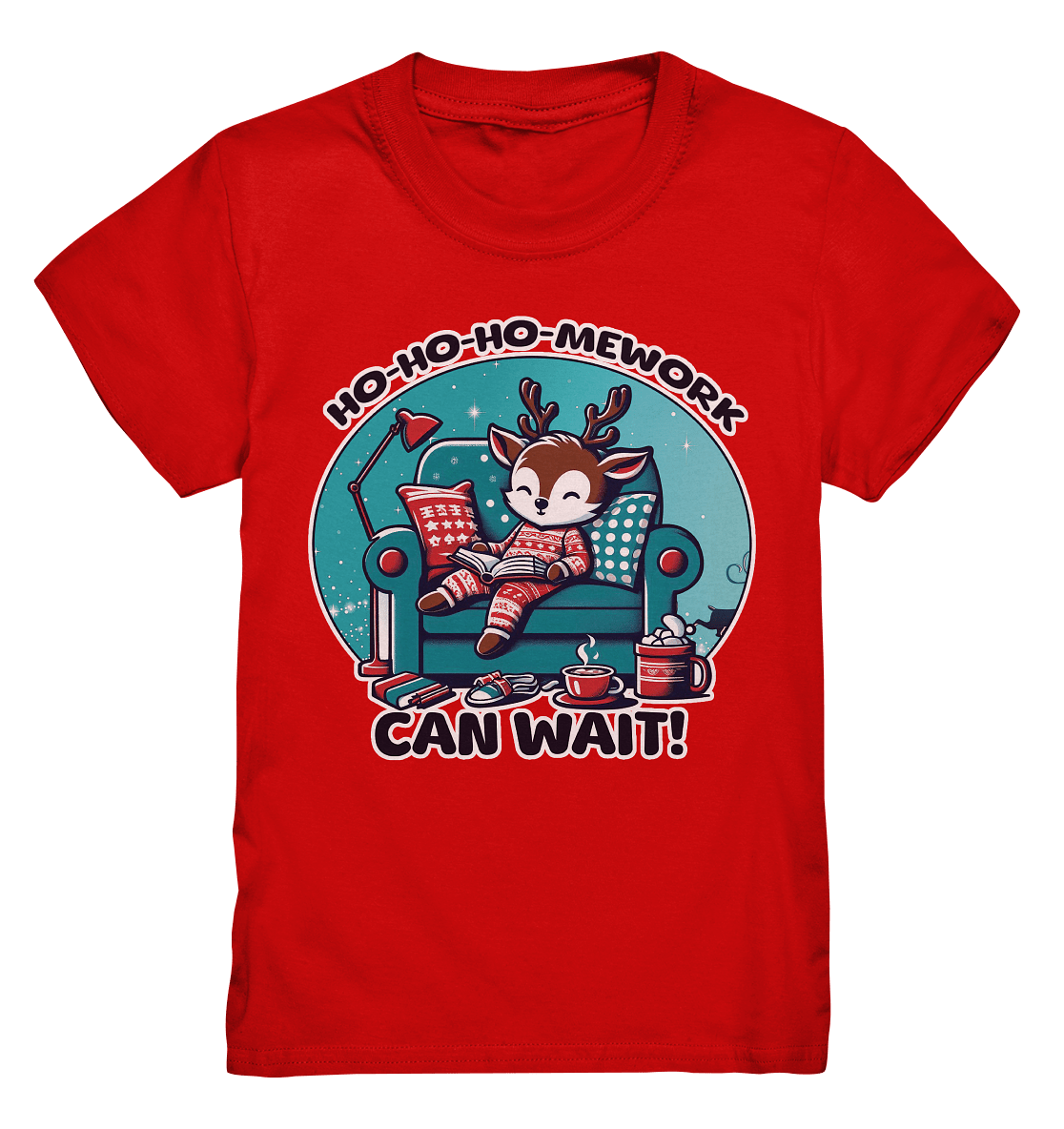 Ho - Ho - Ho - mework Can Wait – Das gemütliche Rentier im Weihnachtsschlaf! - Kids Premium Shirt - FaunaFeels Onlineshop Kids & Babys