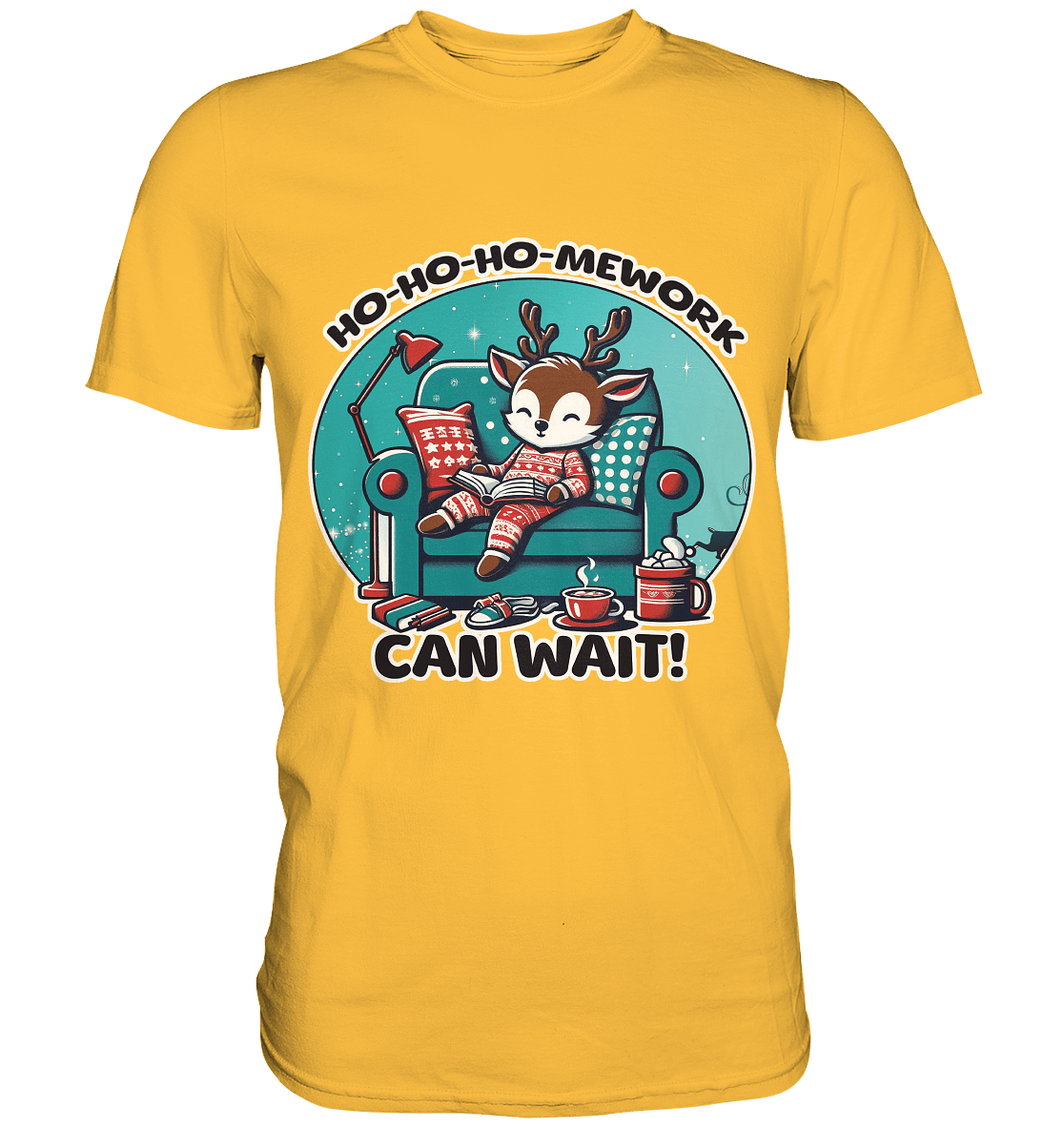 Ho - Ho - Ho - mework Can Wait – Das gemütliche Rentier im Weihnachtsschlaf! - Premium Shirt - FaunaFeels Onlineshop Unisex - Shirts
