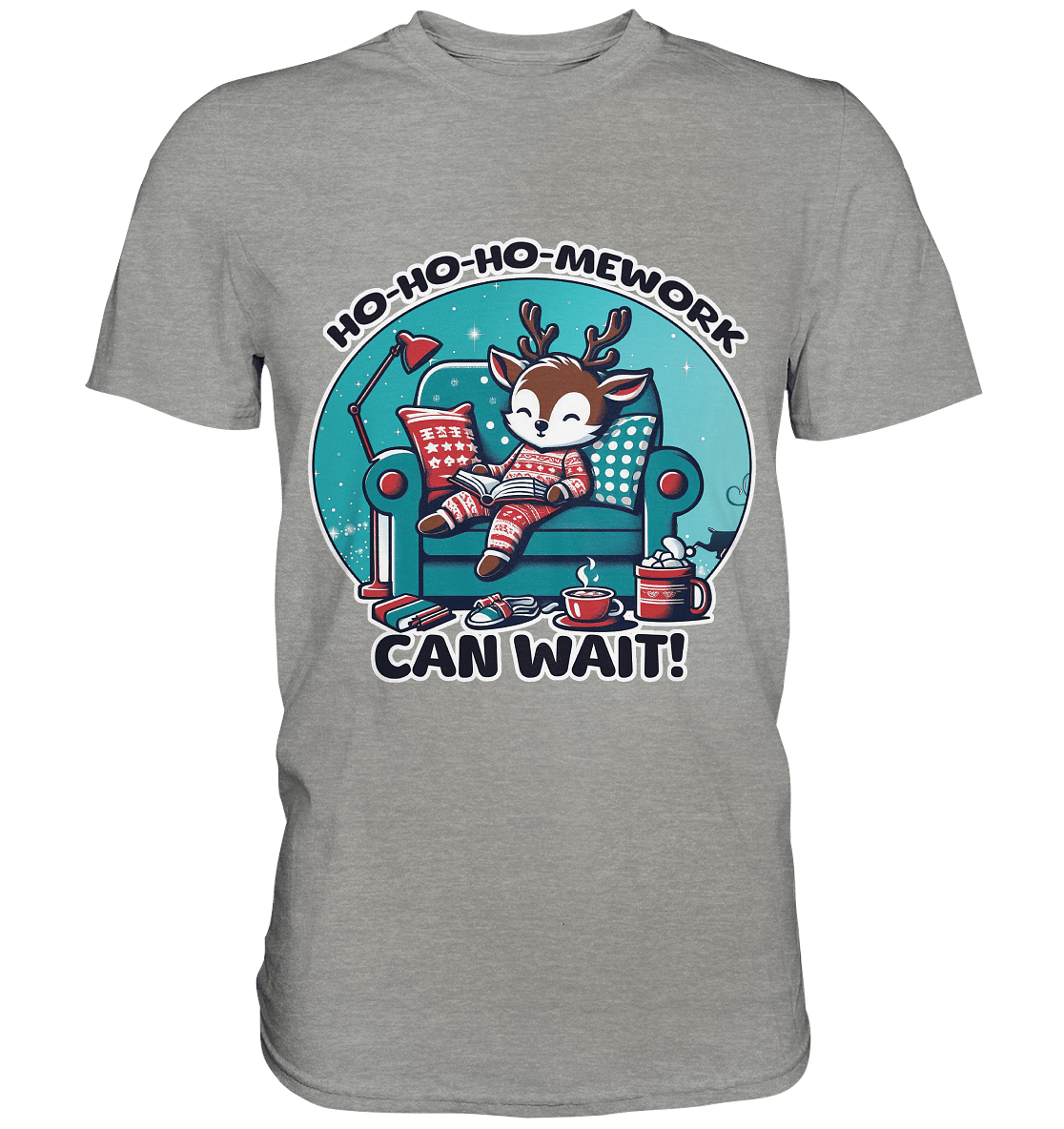 Ho - Ho - Ho - mework Can Wait – Das gemütliche Rentier im Weihnachtsschlaf! - Premium Shirt - FaunaFeels Onlineshop Unisex - Shirts