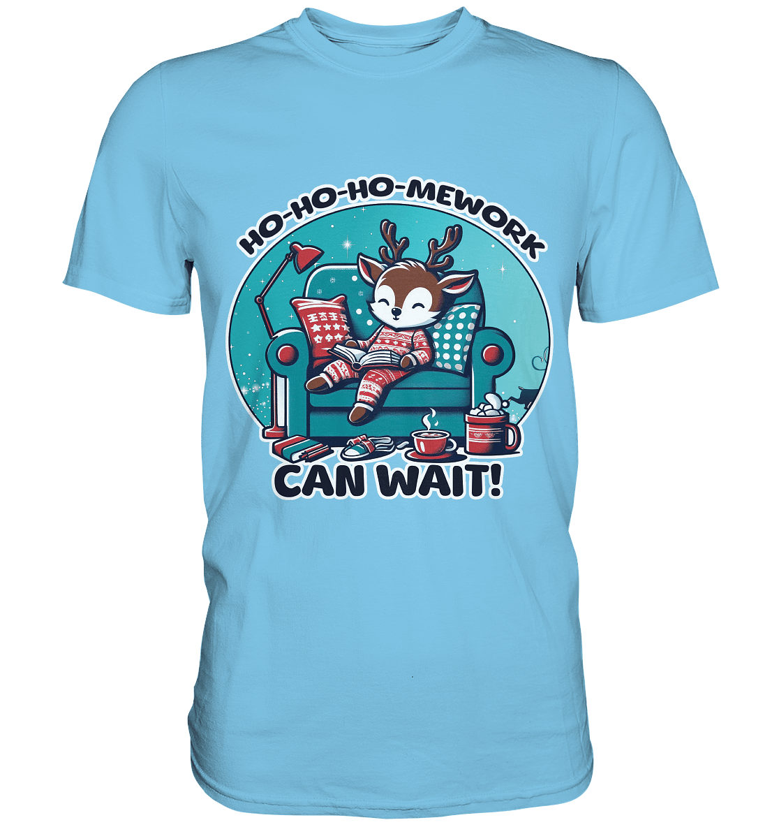 Ho - Ho - Ho - mework Can Wait – Das gemütliche Rentier im Weihnachtsschlaf! - Premium Shirt - FaunaFeels Onlineshop Unisex - Shirts