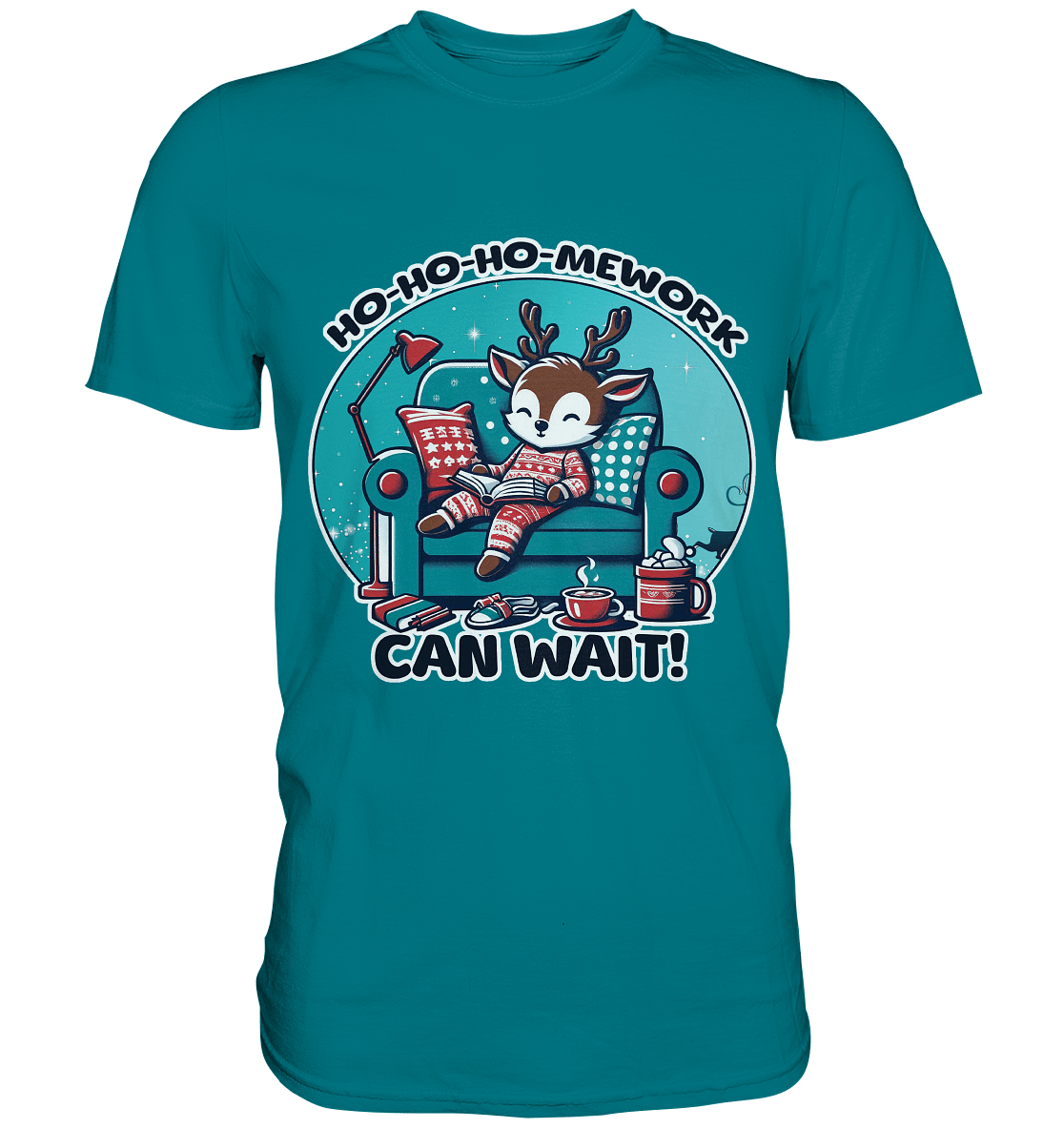 Ho - Ho - Ho - mework Can Wait – Das gemütliche Rentier im Weihnachtsschlaf! - Premium Shirt - FaunaFeels Onlineshop Unisex - Shirts