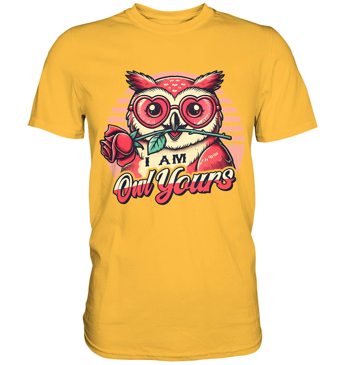 I Am Owl Yours - Verliebte Eule mit Herz - Sonnenbrille und Rose - Premium Shirt - FaunaFeels Onlineshop Unisex - Shirts