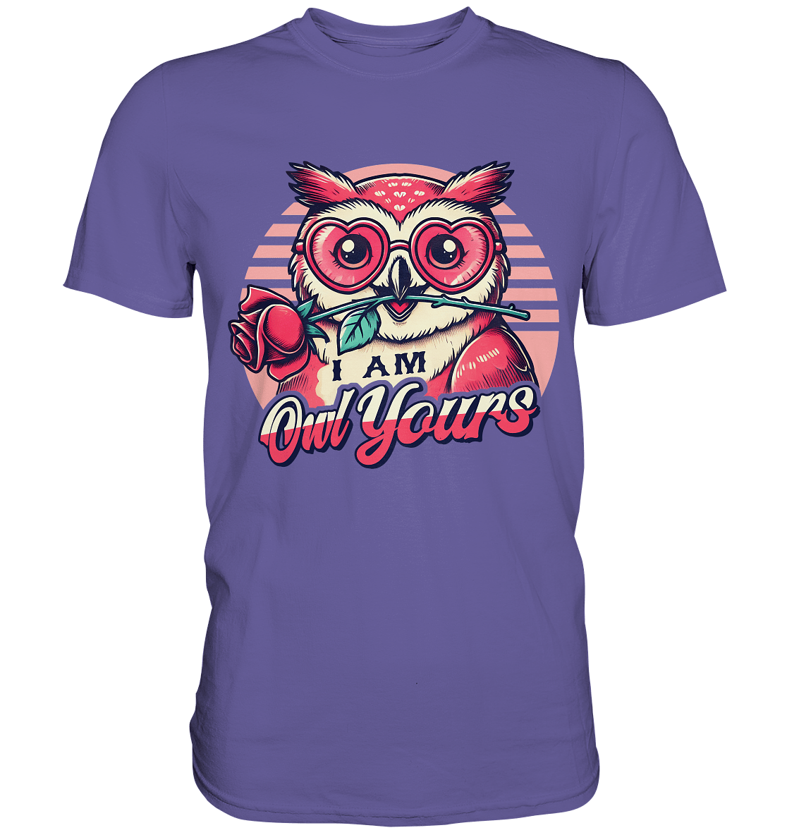 I Am Owl Yours - Verliebte Eule mit Herz - Sonnenbrille und Rose - Premium Shirt - FaunaFeels Onlineshop Unisex - Shirts