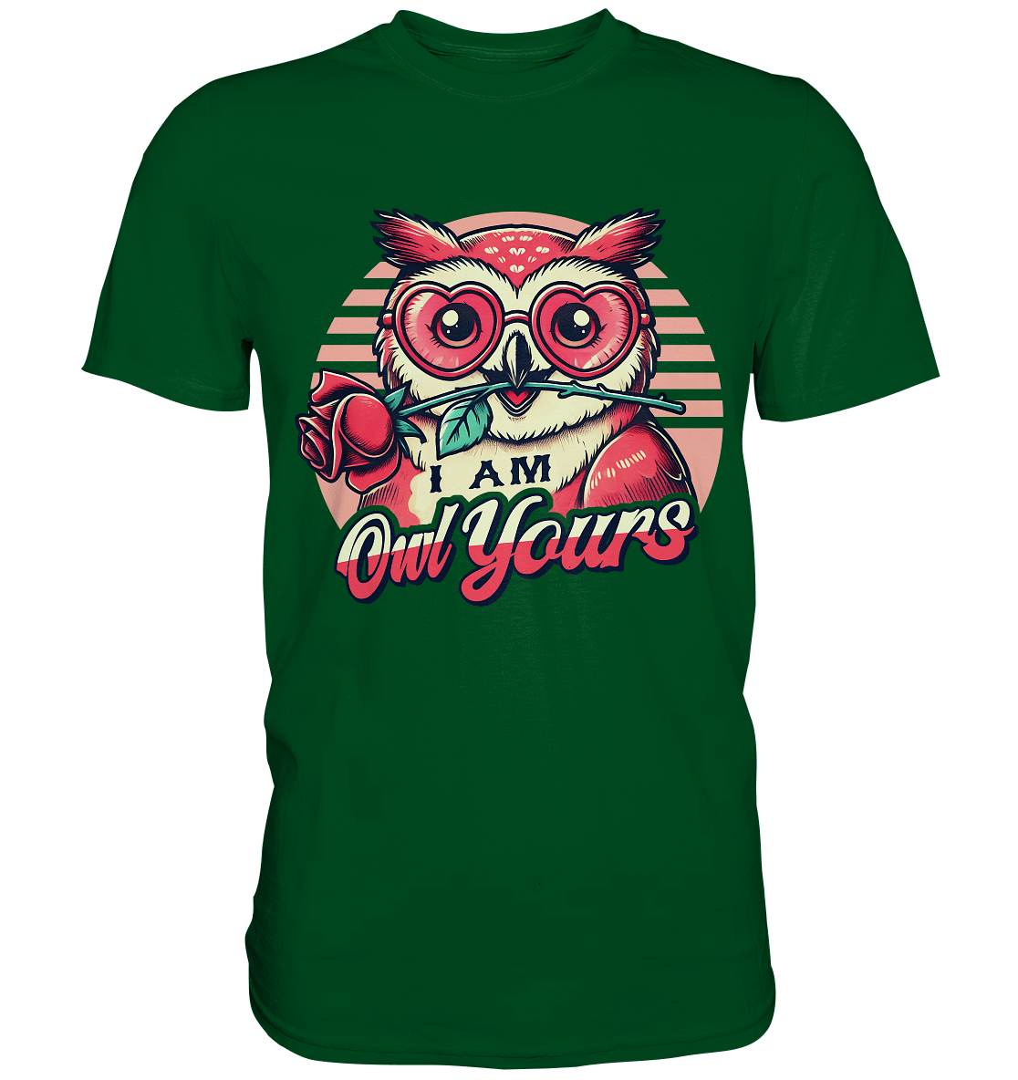 I Am Owl Yours - Verliebte Eule mit Herz - Sonnenbrille und Rose - Premium Shirt - FaunaFeels Onlineshop Unisex - Shirts