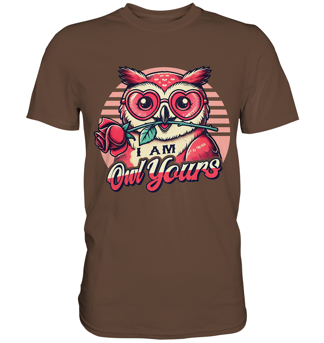 I Am Owl Yours - Verliebte Eule mit Herz - Sonnenbrille und Rose - Premium Shirt - FaunaFeels Onlineshop Unisex - Shirts