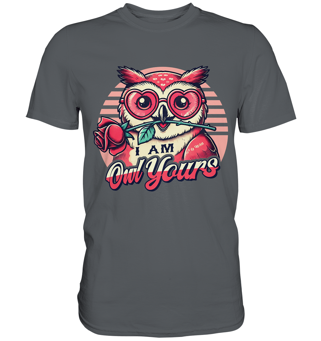 I Am Owl Yours - Verliebte Eule mit Herz - Sonnenbrille und Rose - Premium Shirt - FaunaFeels Onlineshop Unisex - Shirts
