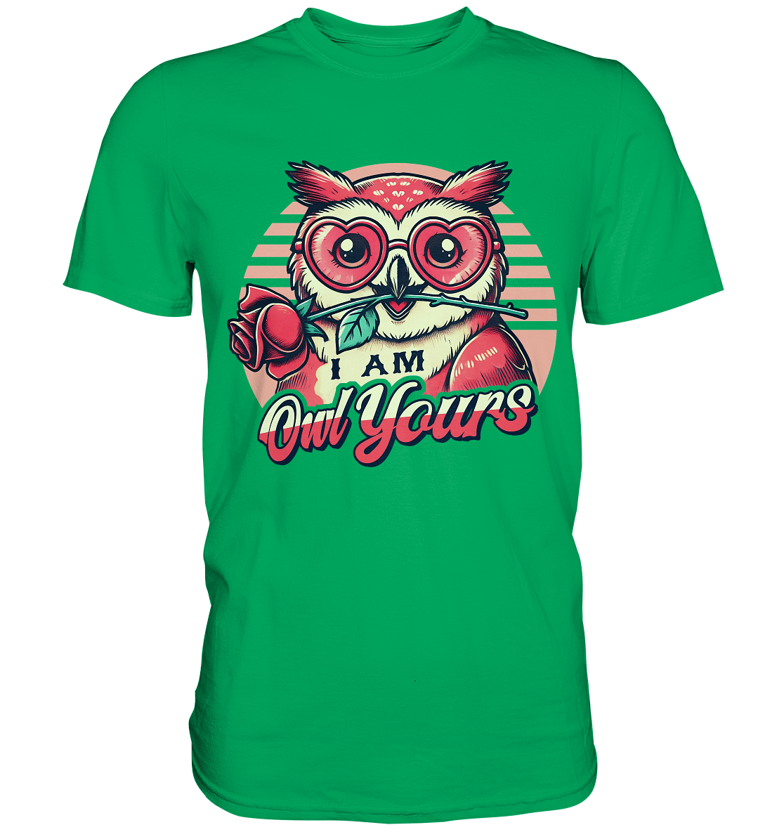 I Am Owl Yours - Verliebte Eule mit Herz - Sonnenbrille und Rose - Premium Shirt - FaunaFeels Onlineshop Unisex - Shirts