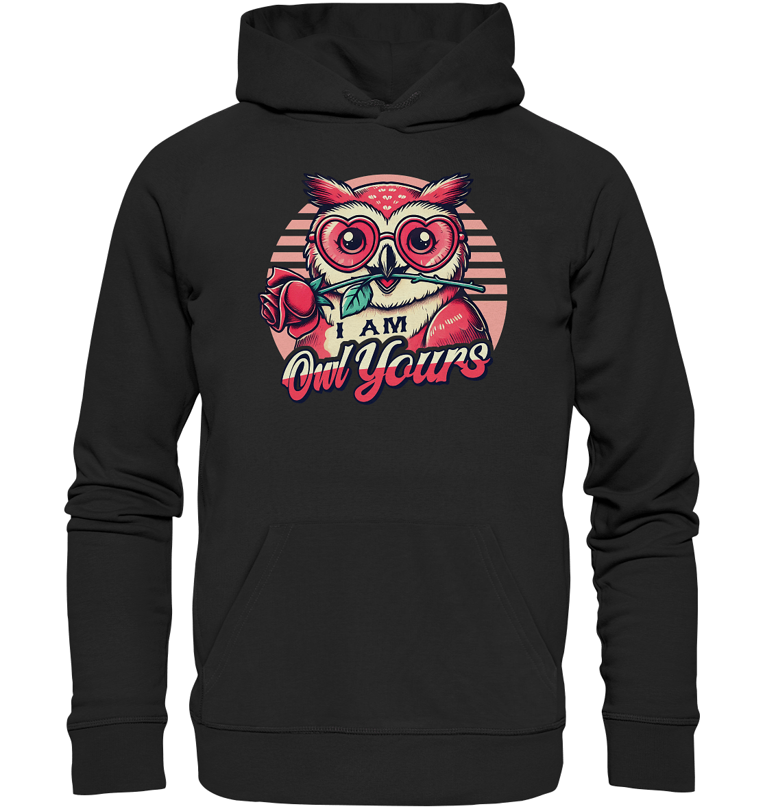 I Am Owl Yours - Verliebte Eule mit Herz - Sonnenbrille und Rose - Premium Unisex Hoodie - FaunaFeels Onlineshop Hoodies