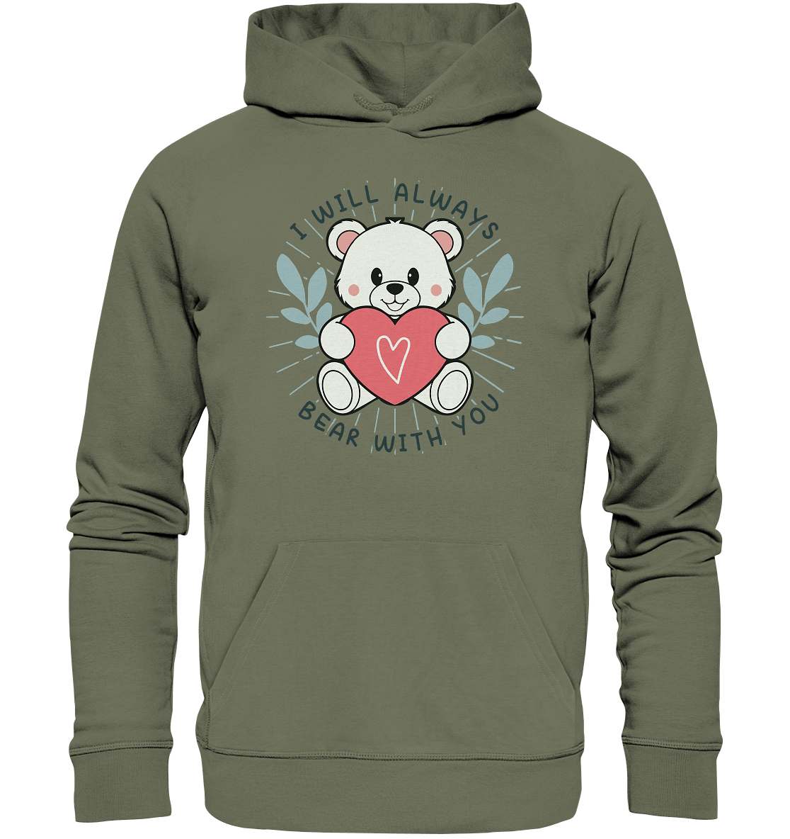 I Will Always Bear With You - Süßer Eisbär mit Herz Valentinsdesign - Premium Unisex Hoodie - FaunaFeels Onlineshop Hoodies