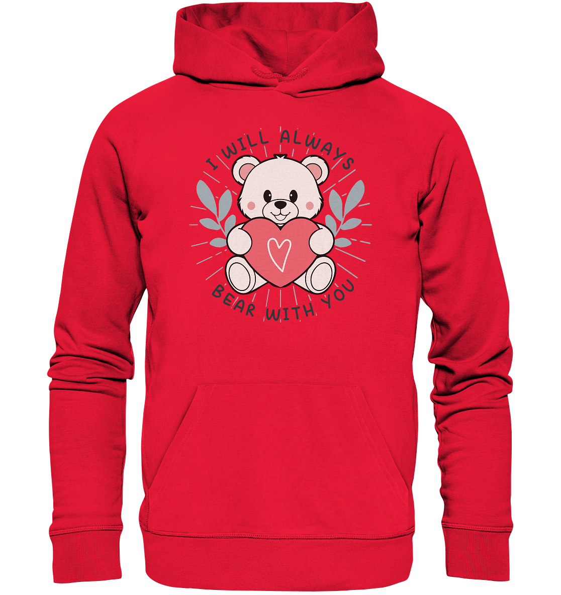 I Will Always Bear With You - Süßer Eisbär mit Herz Valentinsdesign - Premium Unisex Hoodie - FaunaFeels Onlineshop Hoodies