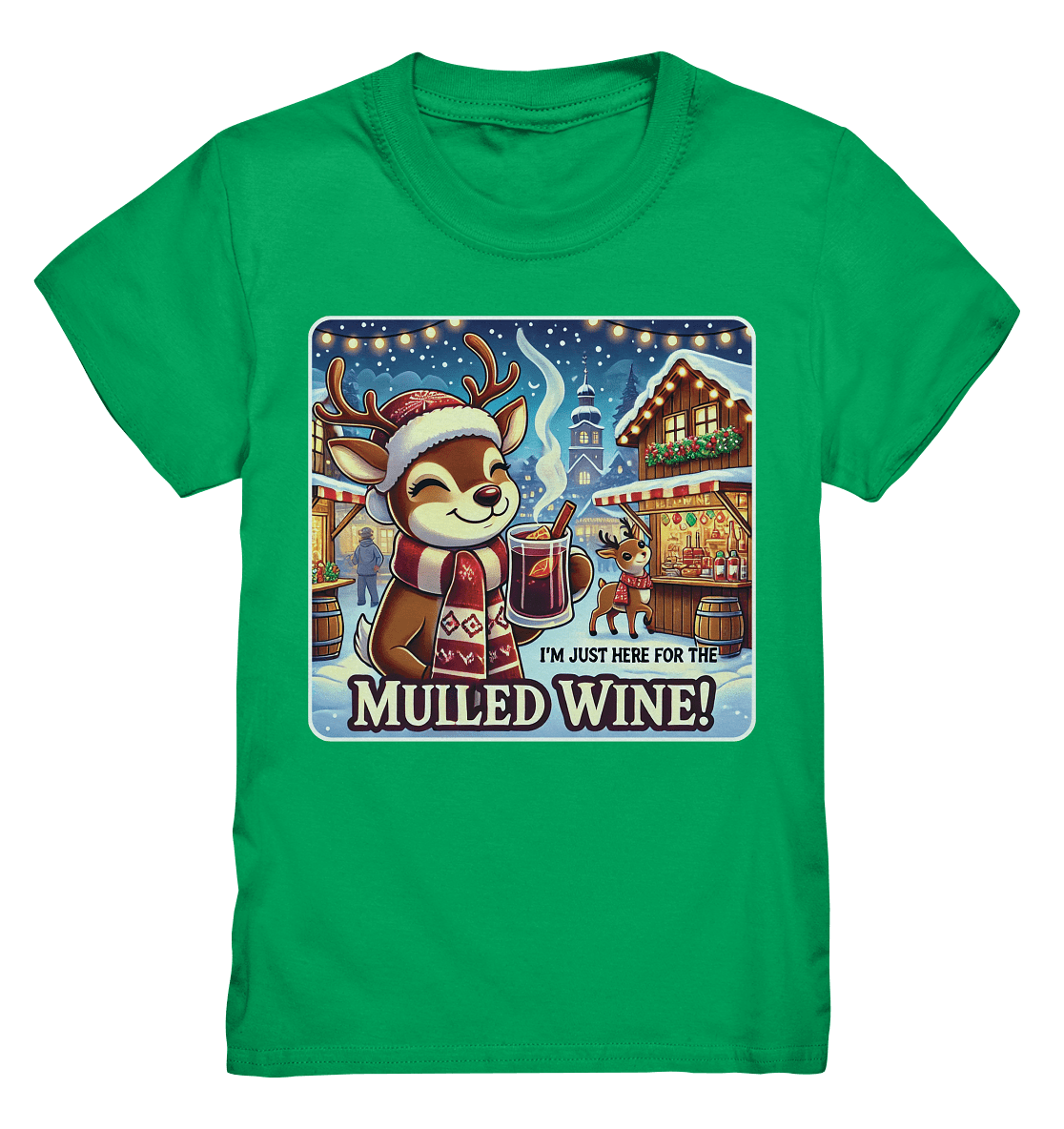 I'm Just Here for the Mulled Wine – Das festliche Rentier auf dem Weihnachtsmarkt! - Kids Premium Shirt - FaunaFeels Onlineshop Kids & Babys