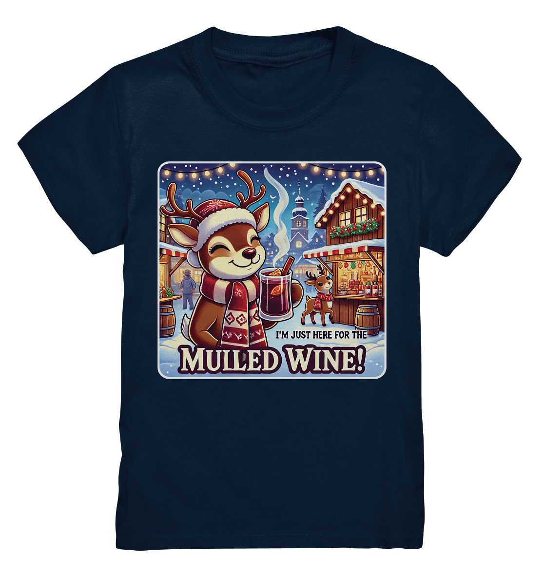 I'm Just Here for the Mulled Wine – Das festliche Rentier auf dem Weihnachtsmarkt! - Kids Premium Shirt - FaunaFeels Onlineshop Kids & Babys