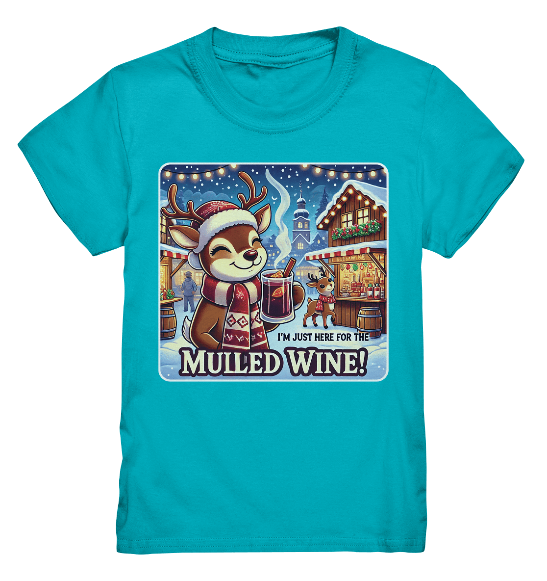 I'm Just Here for the Mulled Wine – Das festliche Rentier auf dem Weihnachtsmarkt! - Kids Premium Shirt - FaunaFeels Onlineshop Kids & Babys
