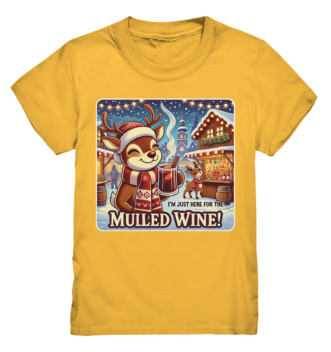 I'm Just Here for the Mulled Wine – Das festliche Rentier auf dem Weihnachtsmarkt! - Kids Premium Shirt - FaunaFeels Onlineshop Kids & Babys