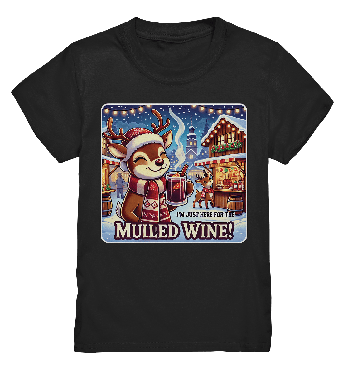 I'm Just Here for the Mulled Wine – Das festliche Rentier auf dem Weihnachtsmarkt! - Kids Premium Shirt - FaunaFeels Onlineshop Kids & Babys