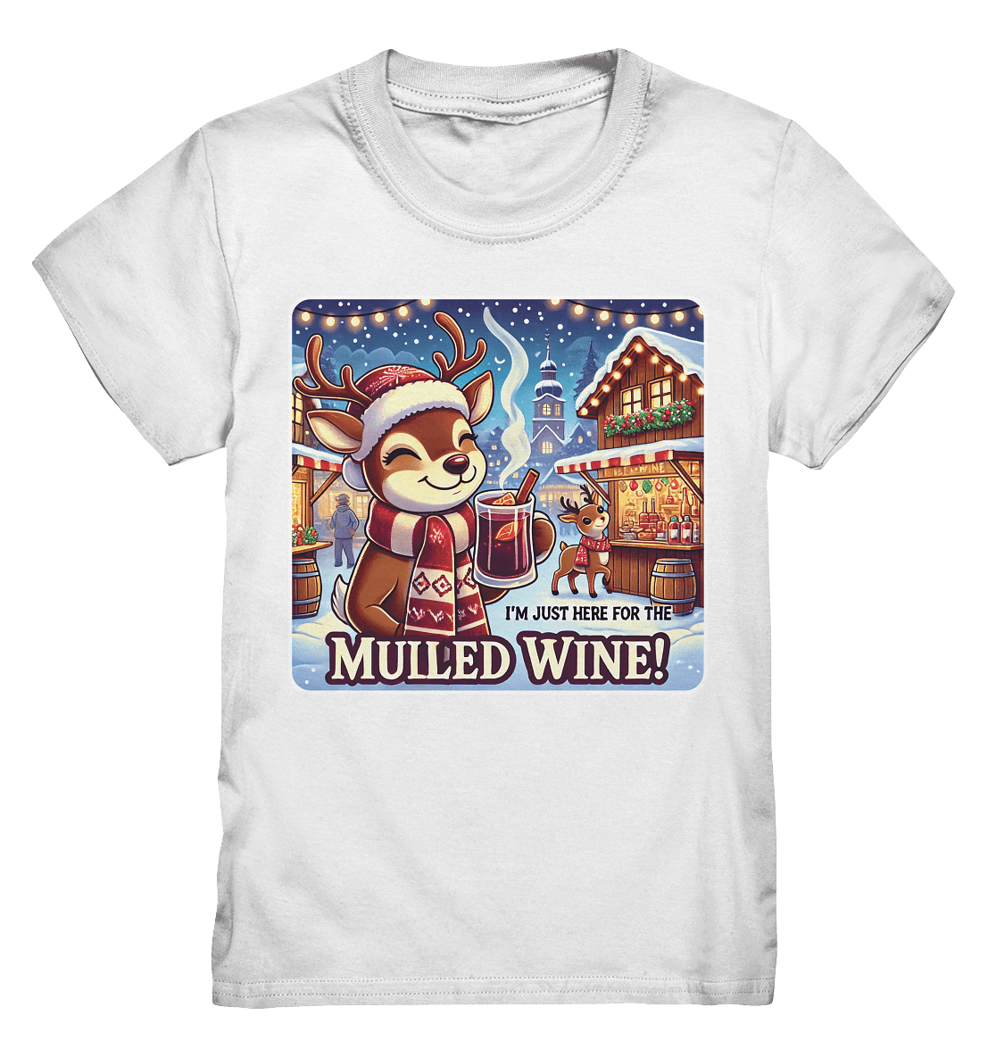 I'm Just Here for the Mulled Wine – Das festliche Rentier auf dem Weihnachtsmarkt! - Kids Premium Shirt - FaunaFeels Onlineshop Kids & Babys