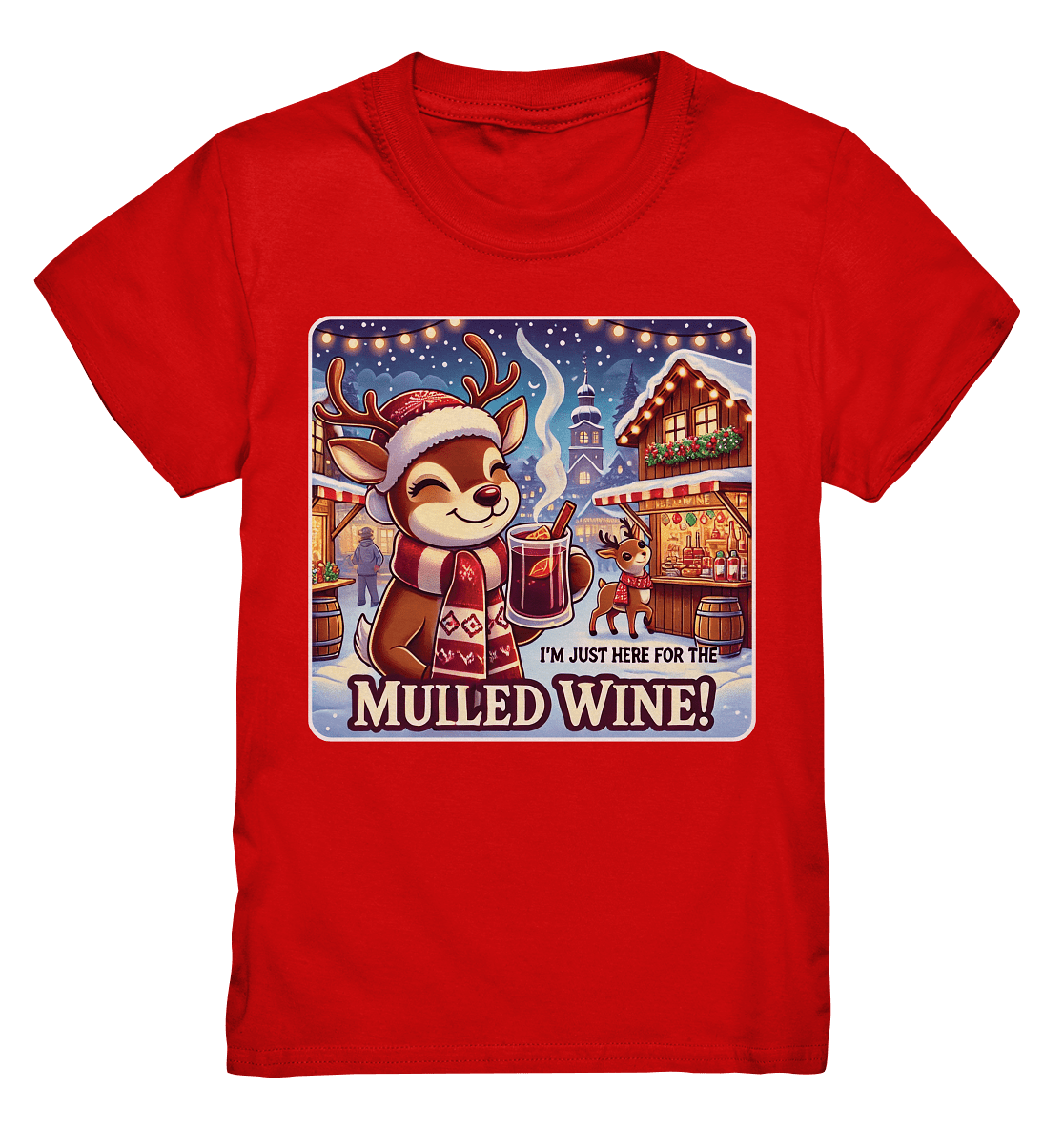 I'm Just Here for the Mulled Wine – Das festliche Rentier auf dem Weihnachtsmarkt! - Kids Premium Shirt - FaunaFeels Onlineshop Kids & Babys