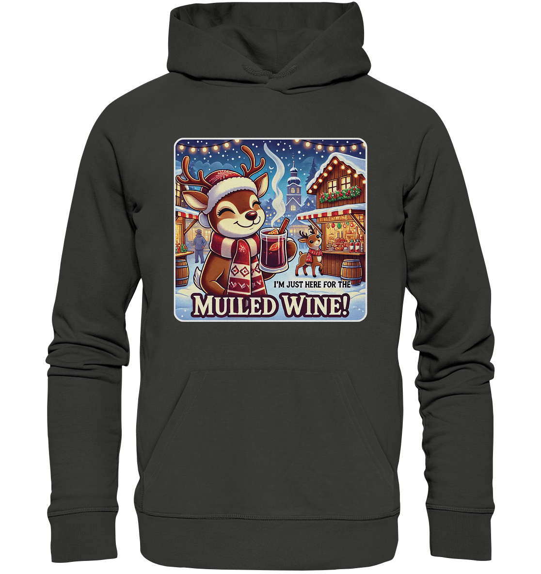 I'm Just Here for the Mulled Wine – Das festliche Rentier auf dem Weihnachtsmarkt! - Premium Unisex Hoodie - FaunaFeels Onlineshop Hoodies