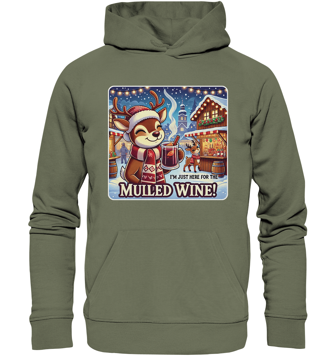 I'm Just Here for the Mulled Wine – Das festliche Rentier auf dem Weihnachtsmarkt! - Premium Unisex Hoodie - FaunaFeels Onlineshop Hoodies