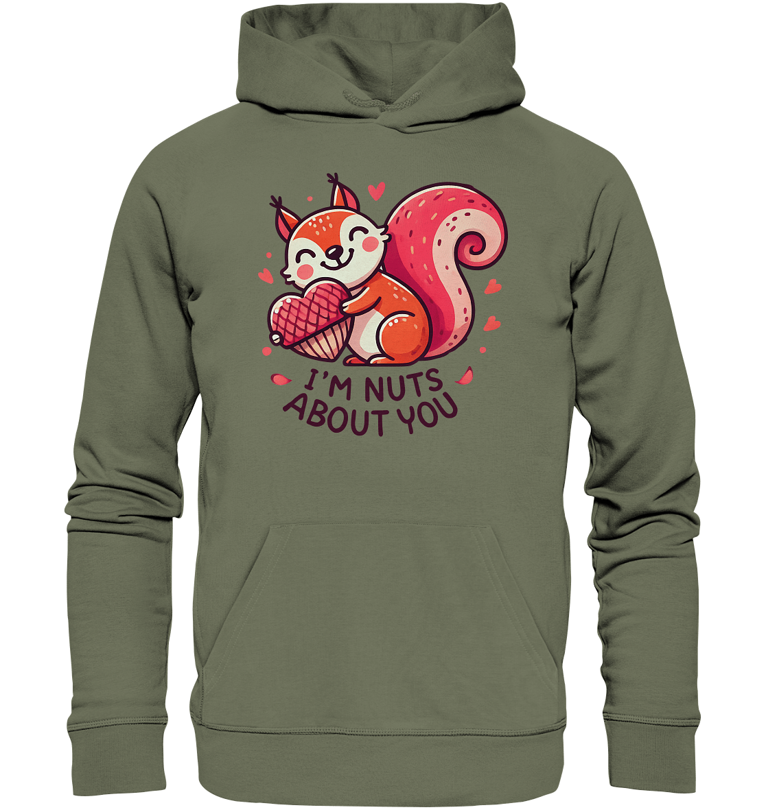 I'm Nuts About You - Süßes Eichhörnchen mit Herznuss Valentinsdesign - Premium Unisex Hoodie - FaunaFeels Onlineshop Hoodies