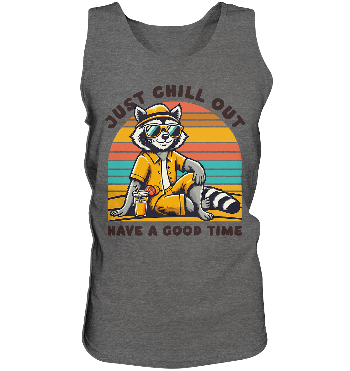 Just Chill Out – Cooler Waschbär mit Sonnenbrille und Drink: Have a Good Time - Relaxed Tank Top - FaunaFeels Onlineshop Tank - Tops