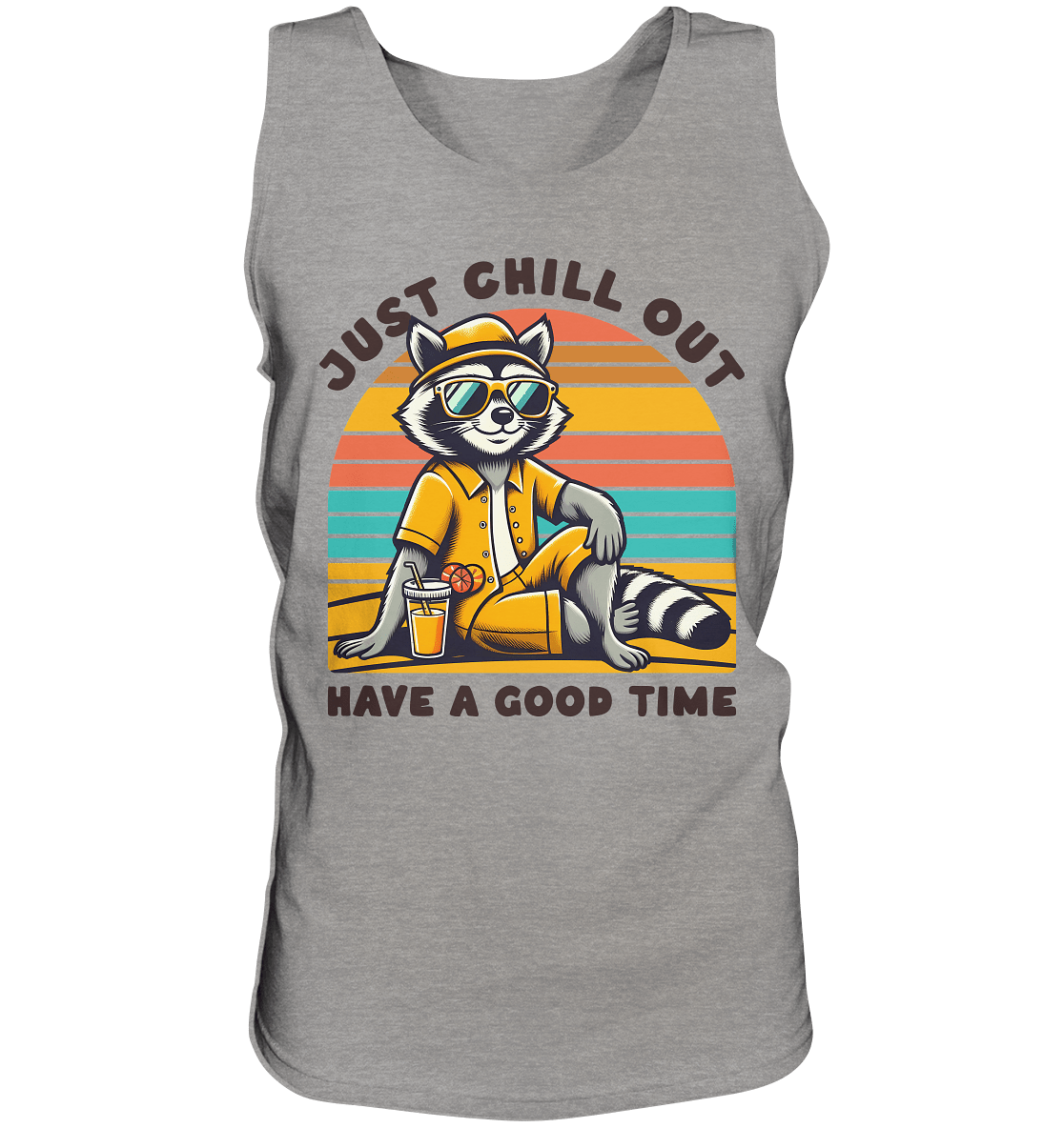 Just Chill Out – Cooler Waschbär mit Sonnenbrille und Drink: Have a Good Time - Relaxed Tank Top - FaunaFeels Onlineshop Tank - Tops