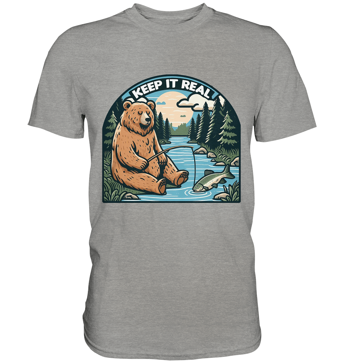 Keep it Real – Entspannter Bär beim Angeln - Premium Shirt - FaunaFeels Onlineshop Unisex - Shirts