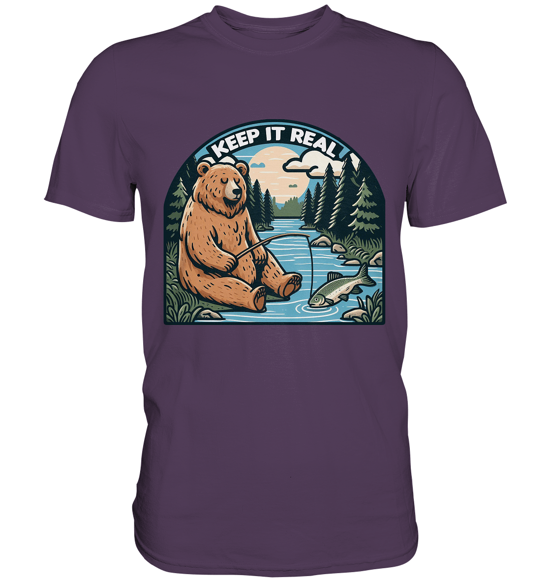 Keep it Real – Entspannter Bär beim Angeln - Premium Shirt - FaunaFeels Onlineshop Unisex - Shirts